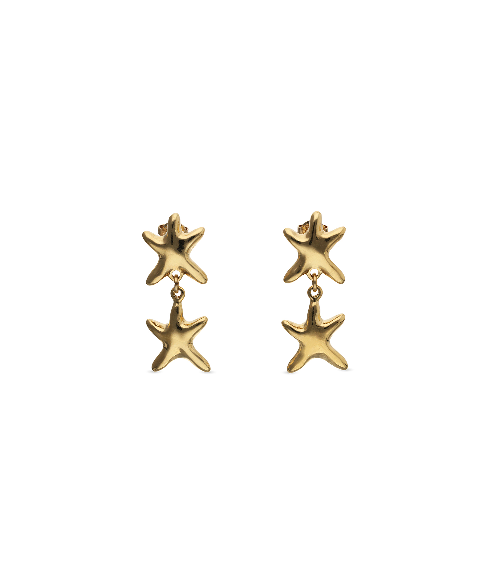 Pendientes largos con dos estrellas de mar