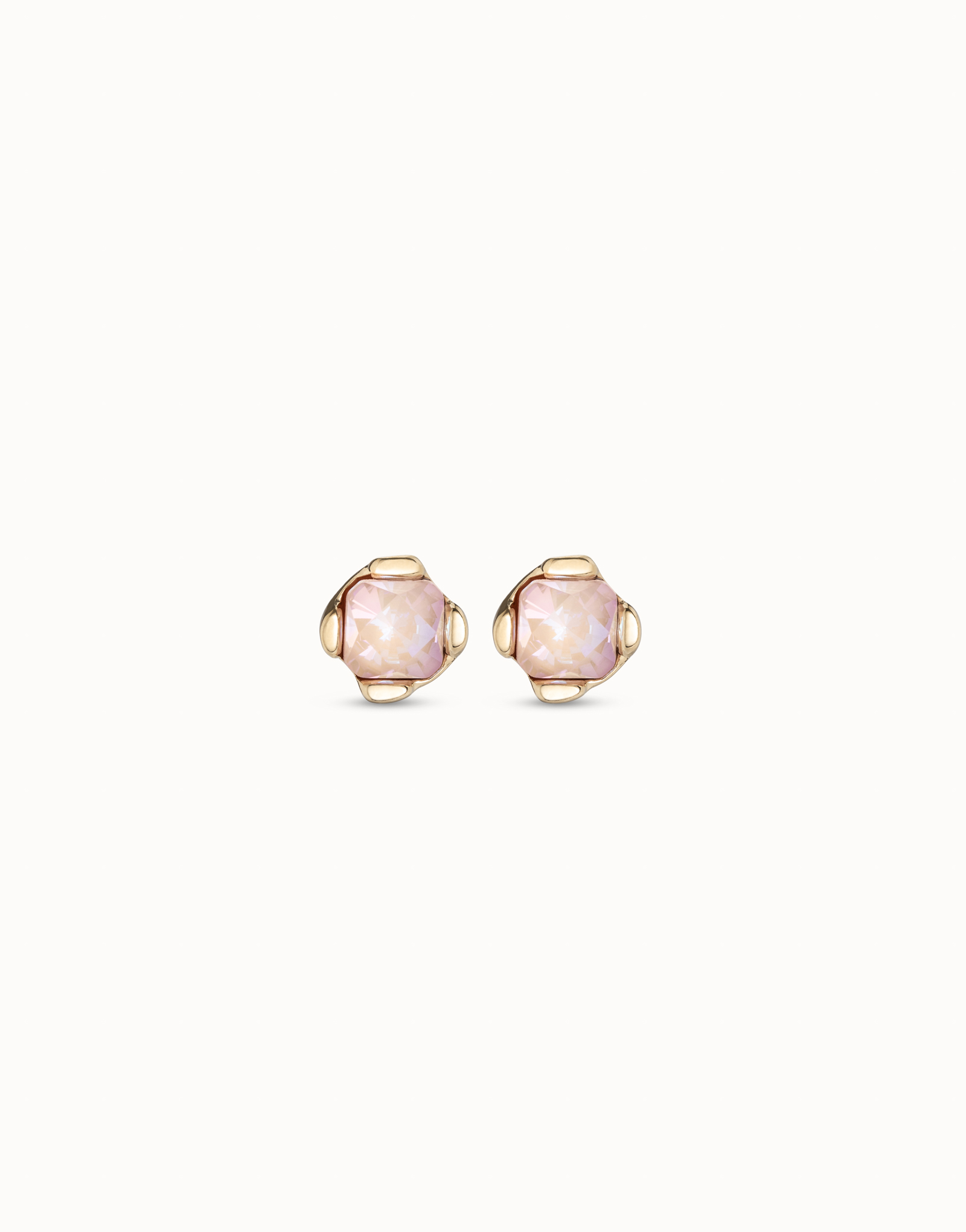 18K gold-plated earrings with pink crystal, Golden, large image number null