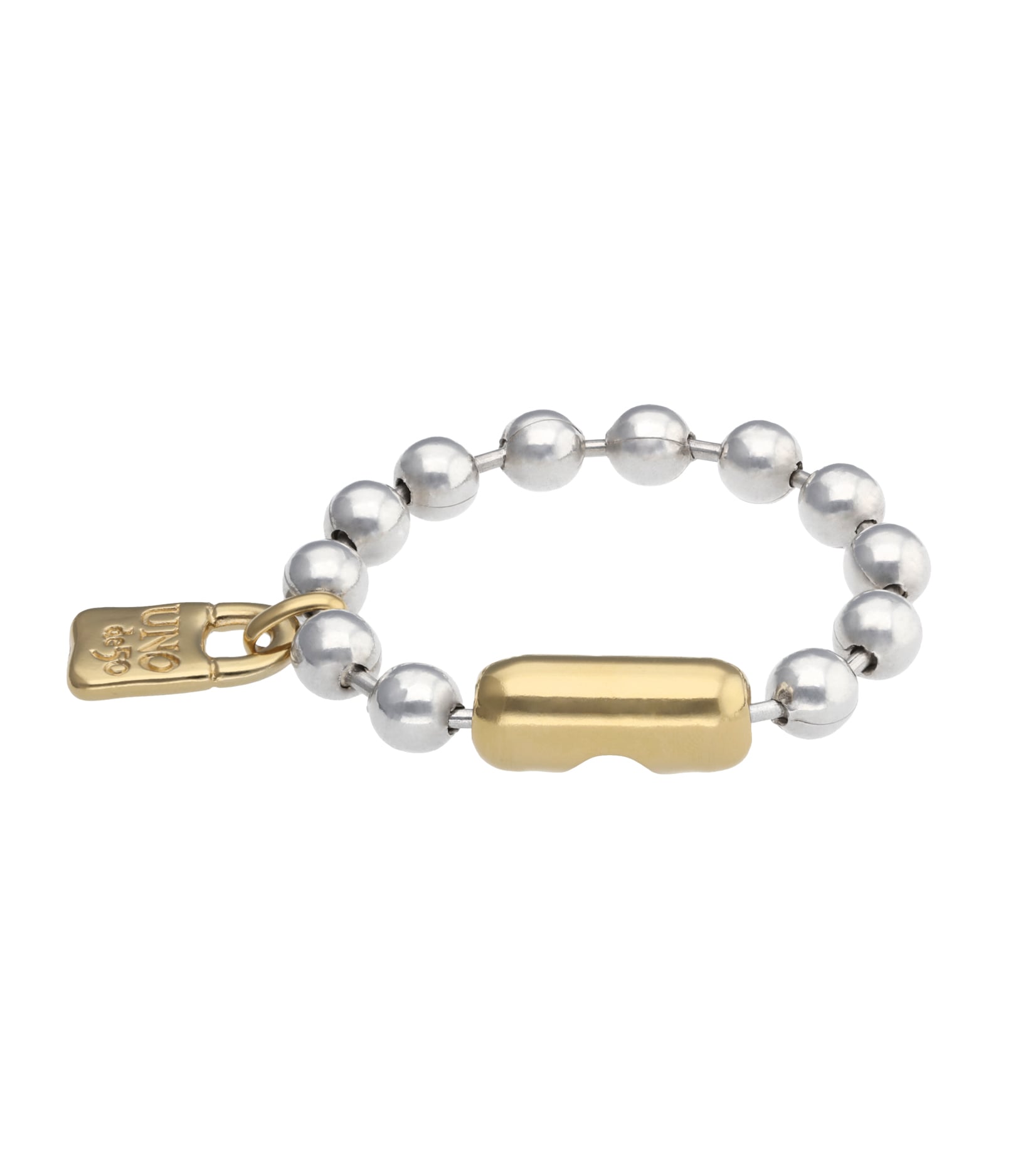 Bracciale di sfere placcato argento con chiusura e lucchetto in oro 18k