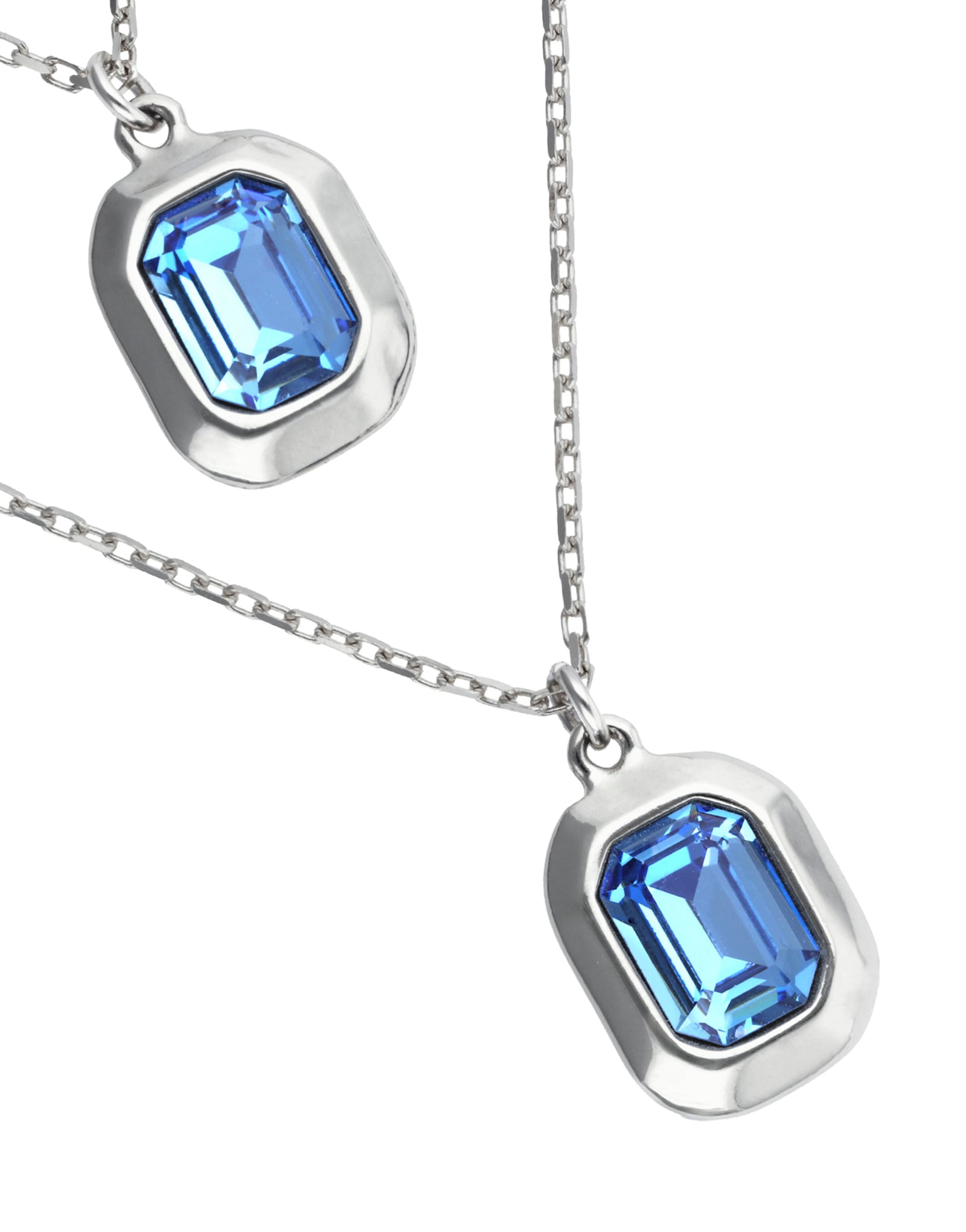 Double necklace with two rectangular faceted crystals