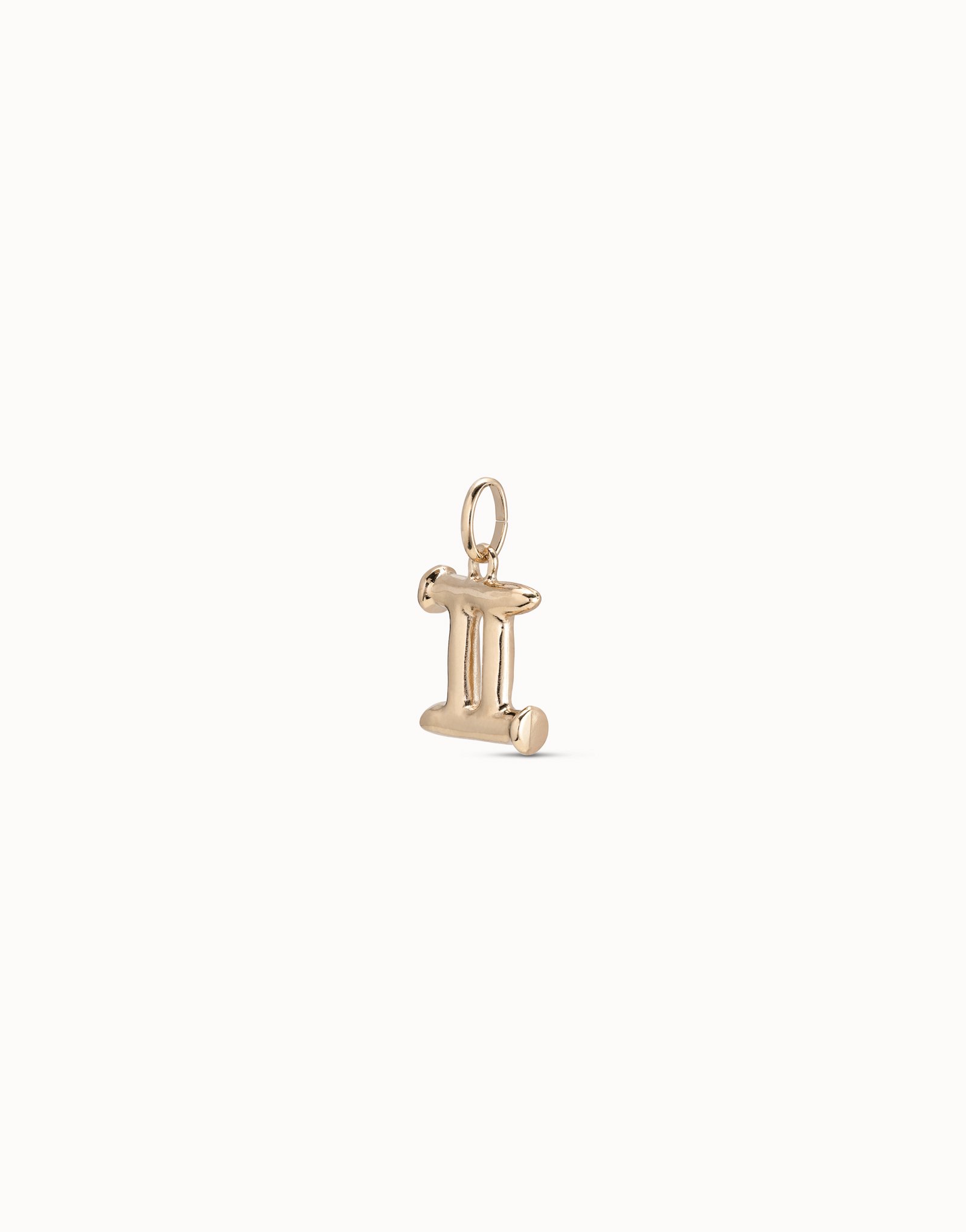 Charm bañado en oro 18k con forma de signo géminis, Dorado, large image number null