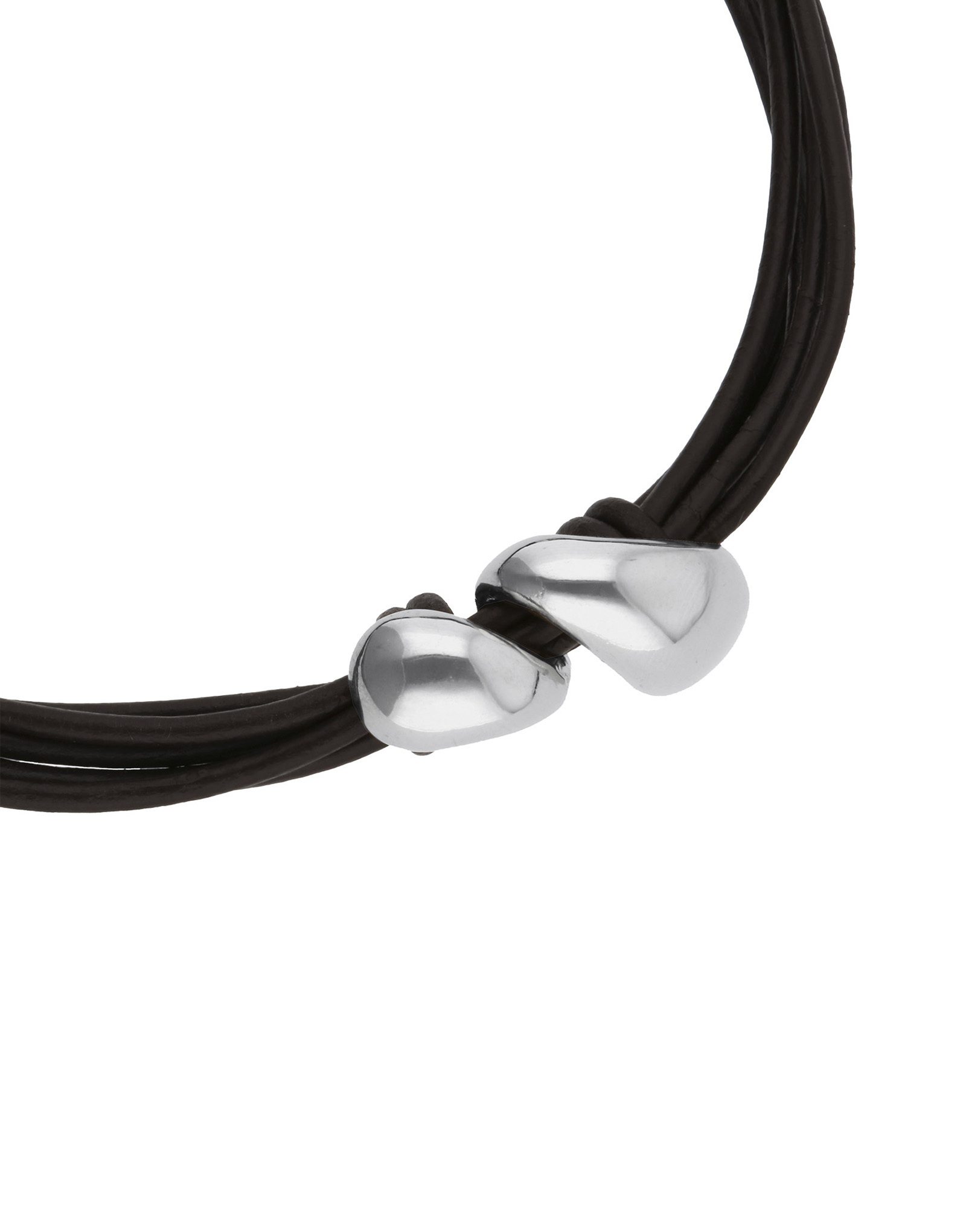 Short leather necklace with two drops