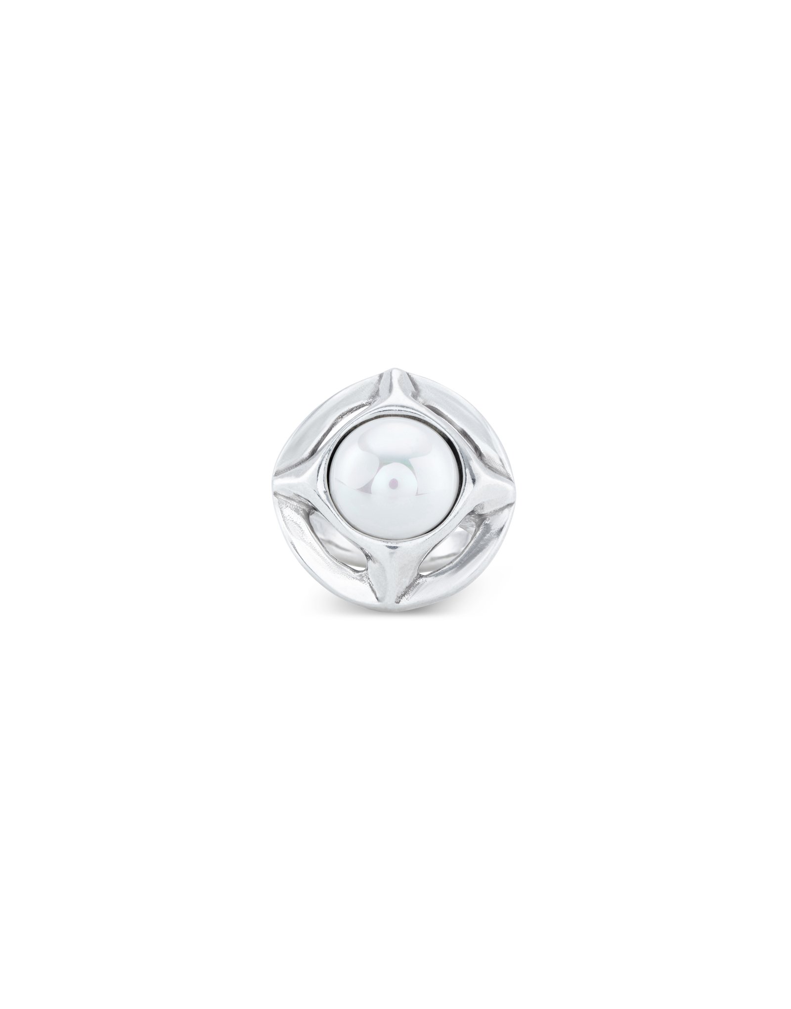 Sterling silver-plated ring with pearl, Silver, large image number null