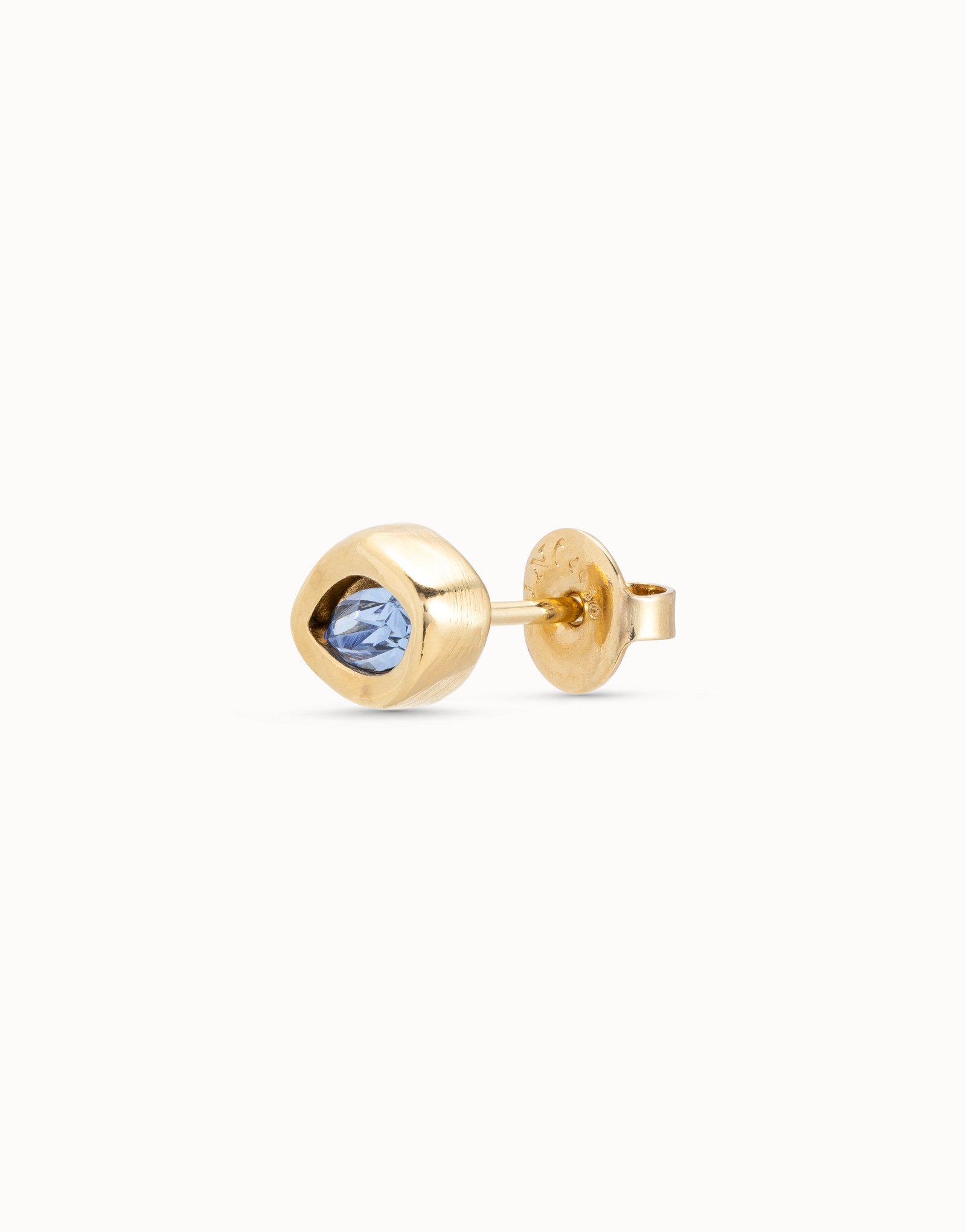 18K gold-plated piercing with blue crystal, Golden, large image number null