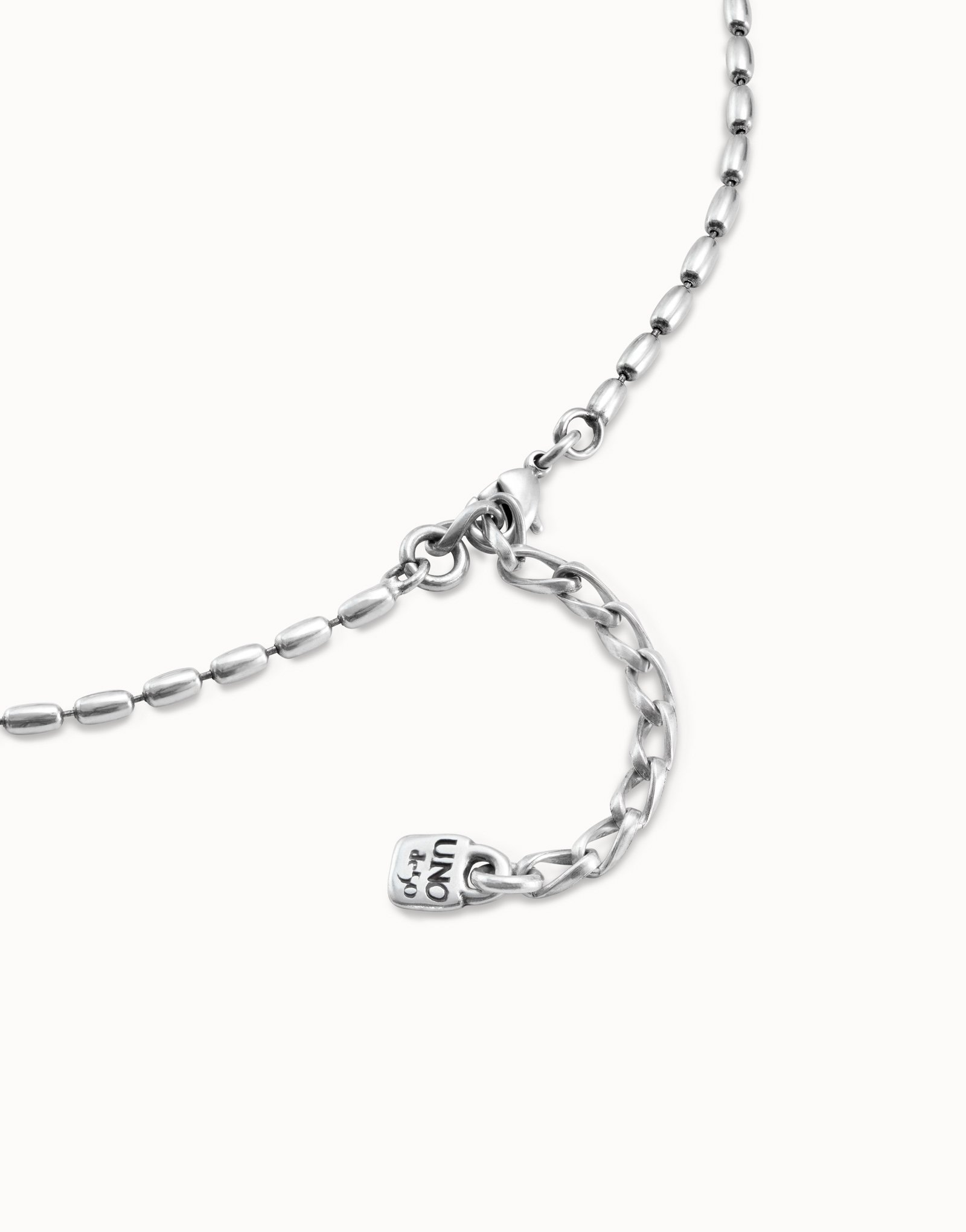 Sterling silver-plated chain with thin oval links and carabiner clasp, Silver, large image number null