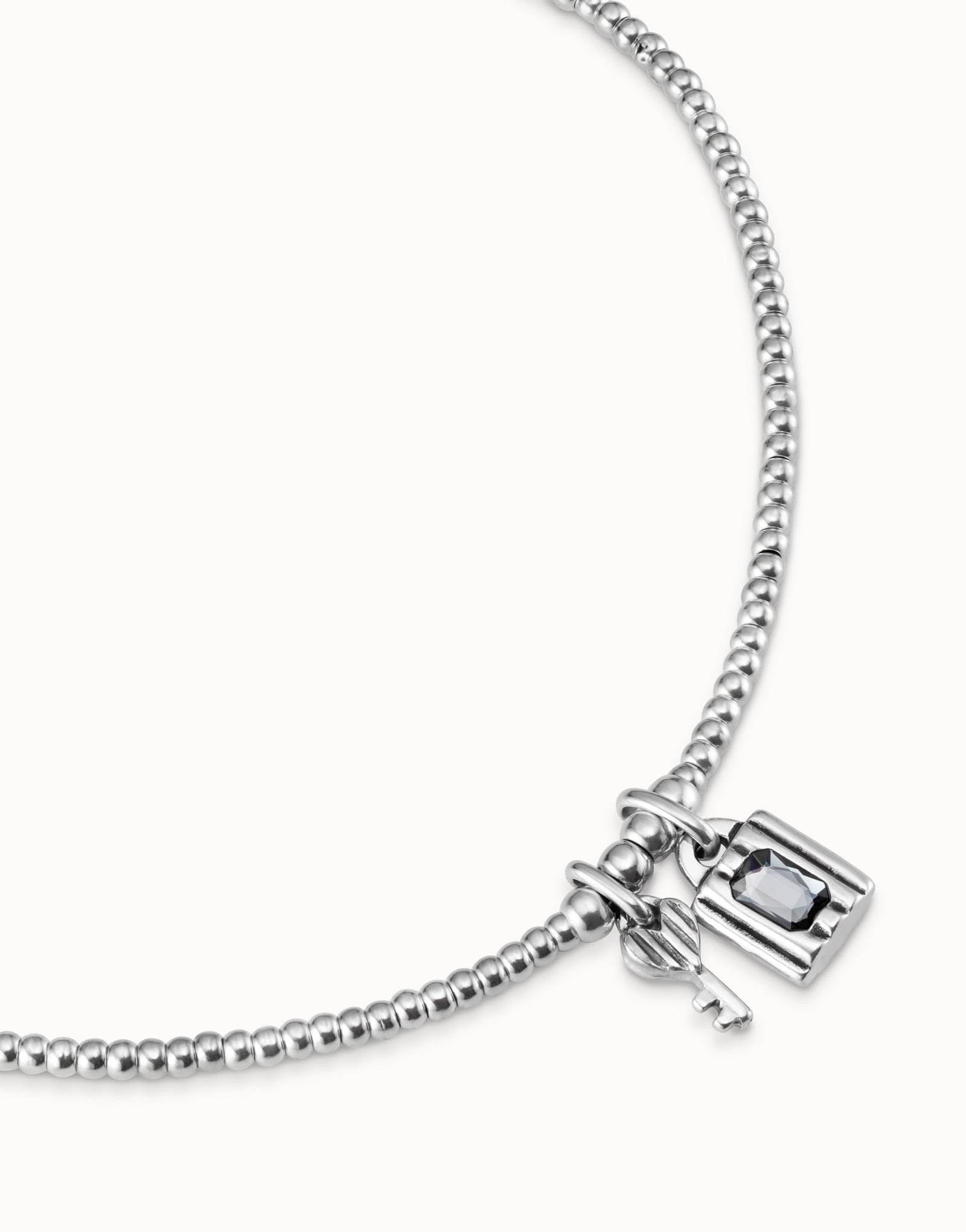 Colgante de plata con 2 charms de llave y candado