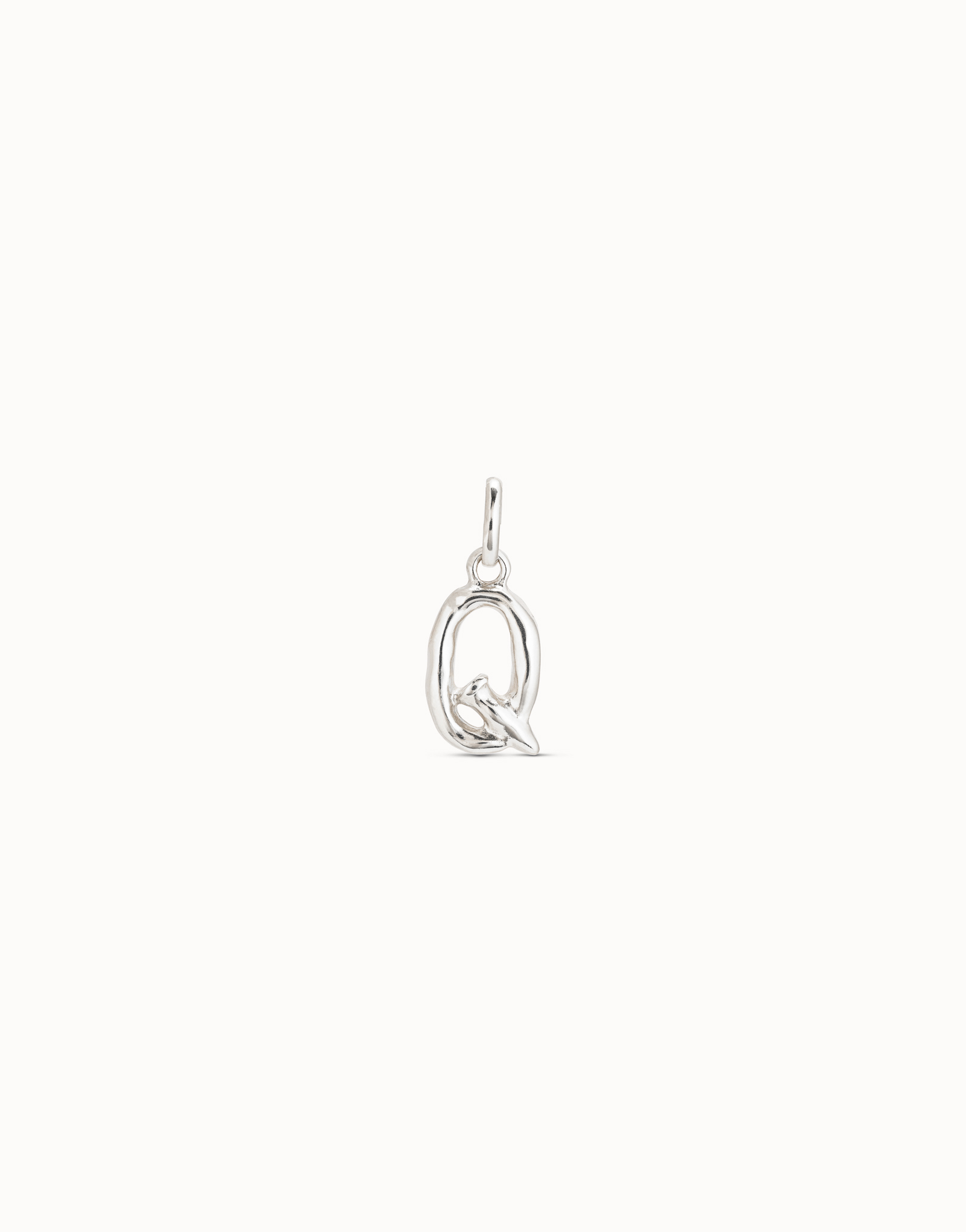 Sterling silver-plated letter Q charm, Silver, large image number null