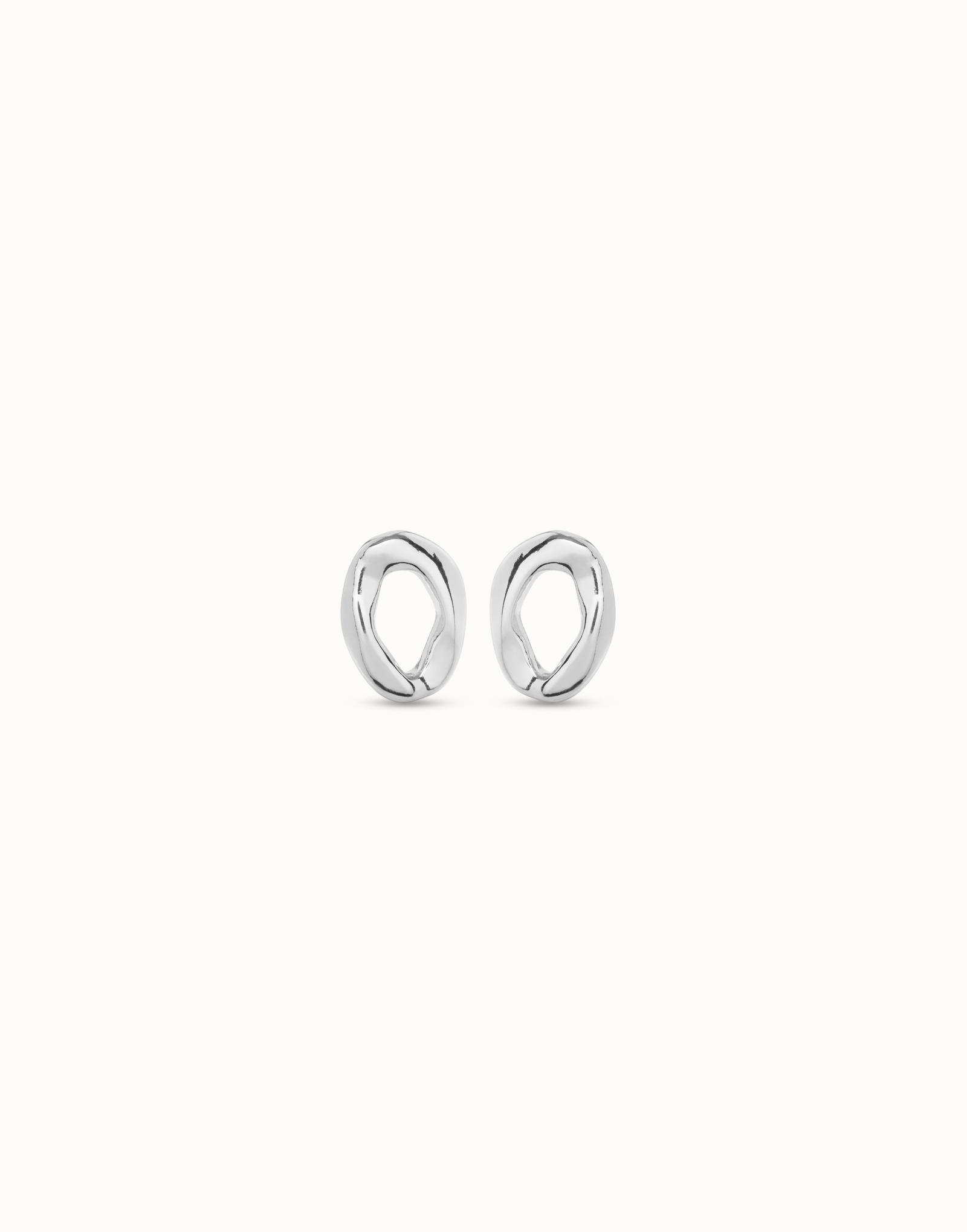 Boucles d’oreilles plaquées argent en forme de maillon, Argent, large image number null