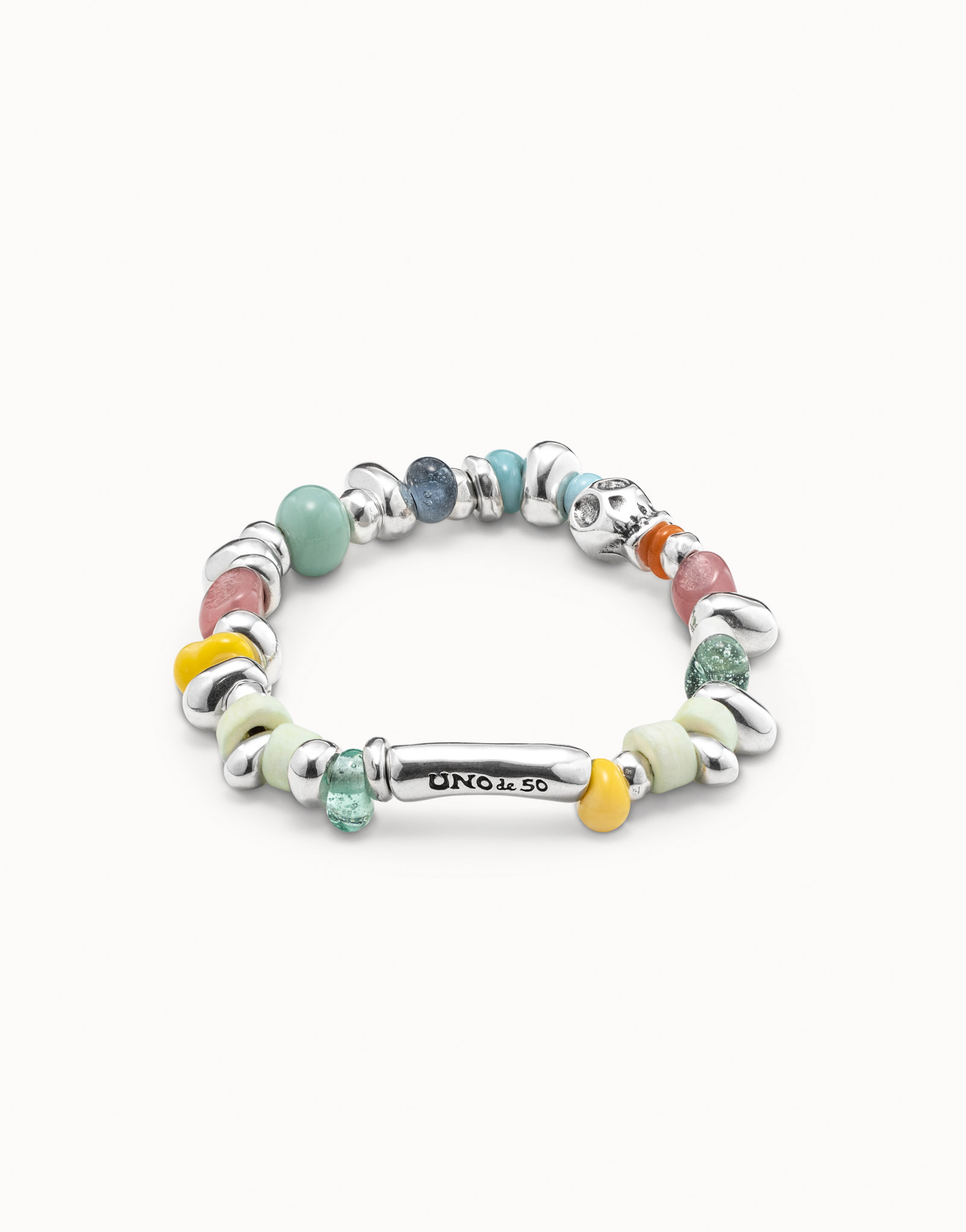 Bracelet élastique plaqué argent avec cristaux multicolores, , large image number null