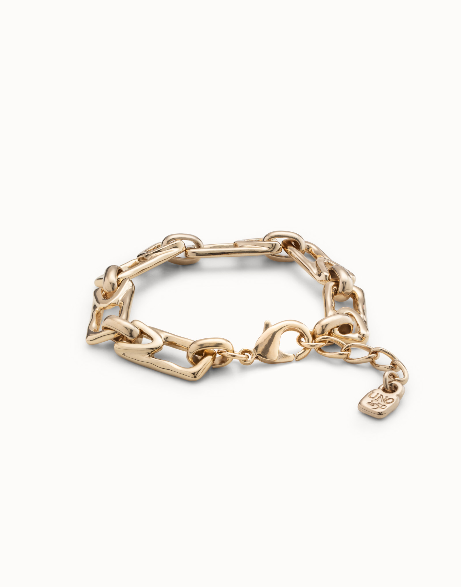 18K gold-plated bracelet with medium sized rectangular links, Golden, large image number null