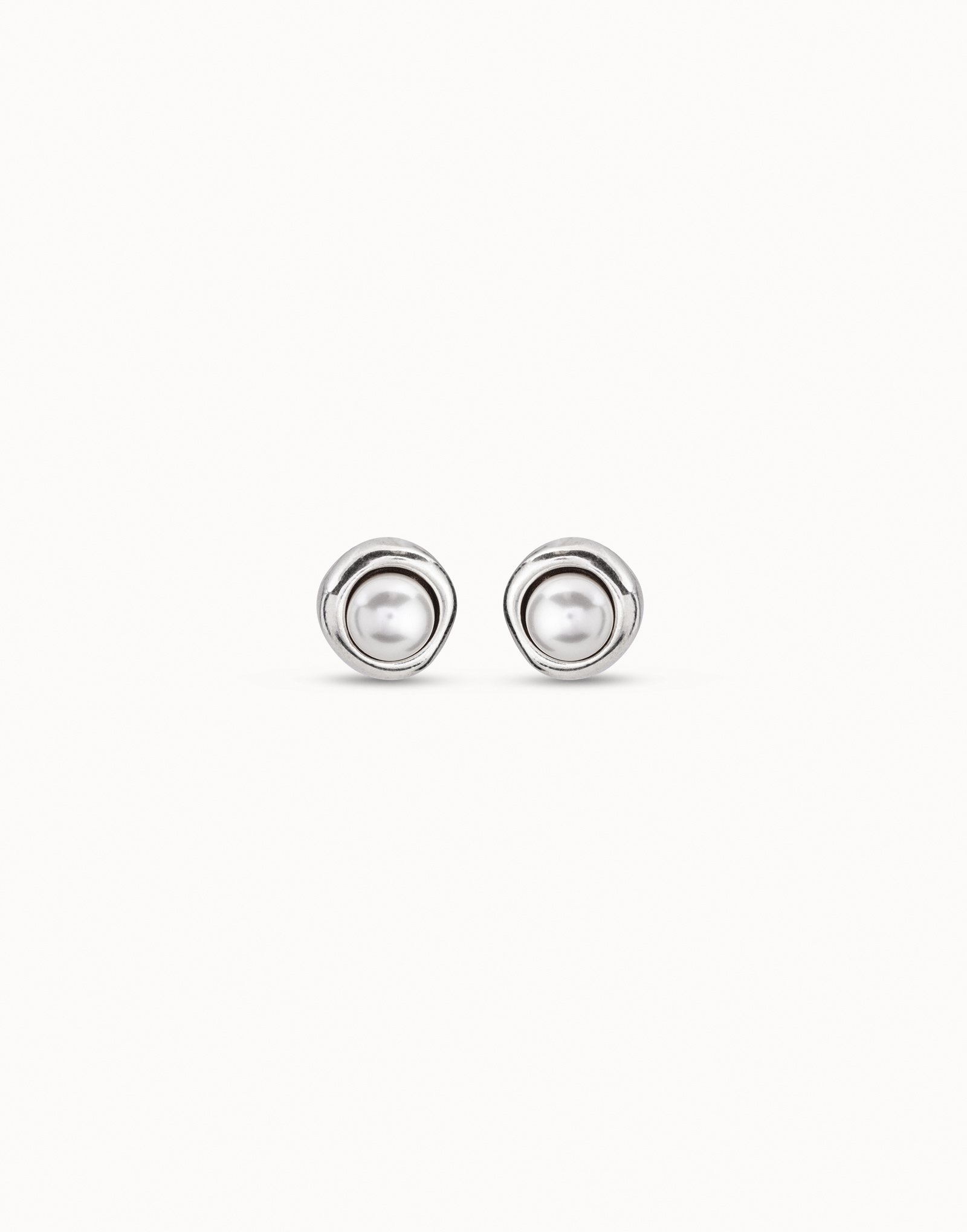 Boucles d’oreilles plaquées argent avec perle, Argent, large image number null