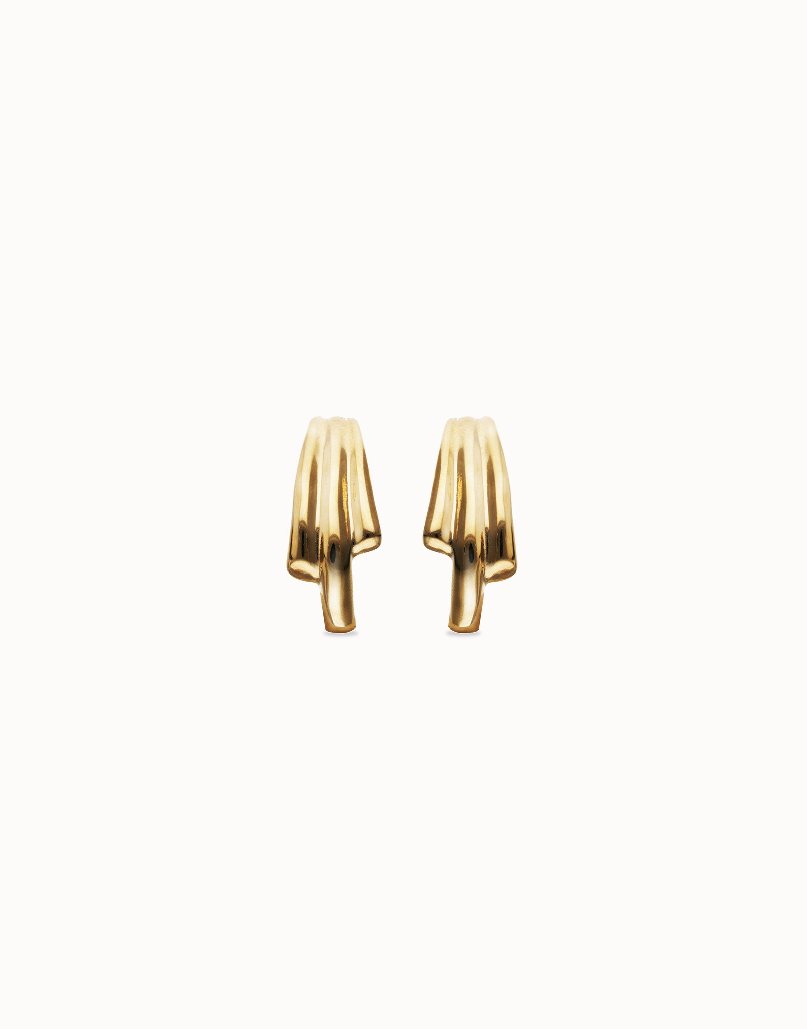 Stud earrings with elongated organic shapes, Golden, large thumbnail