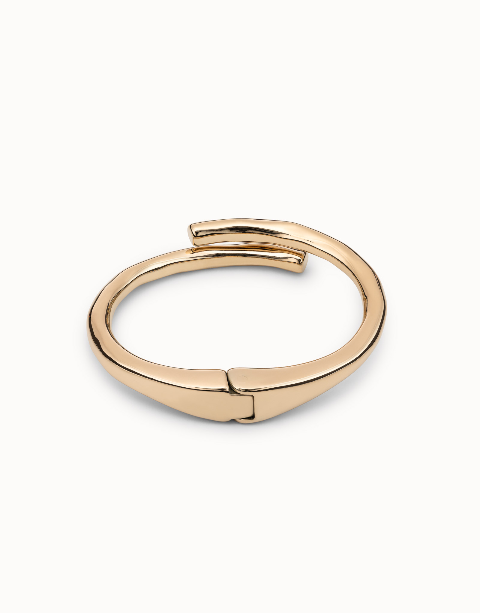 18K gold-plated tubular shaped bracelet with hidden spring, Golden, large image number null