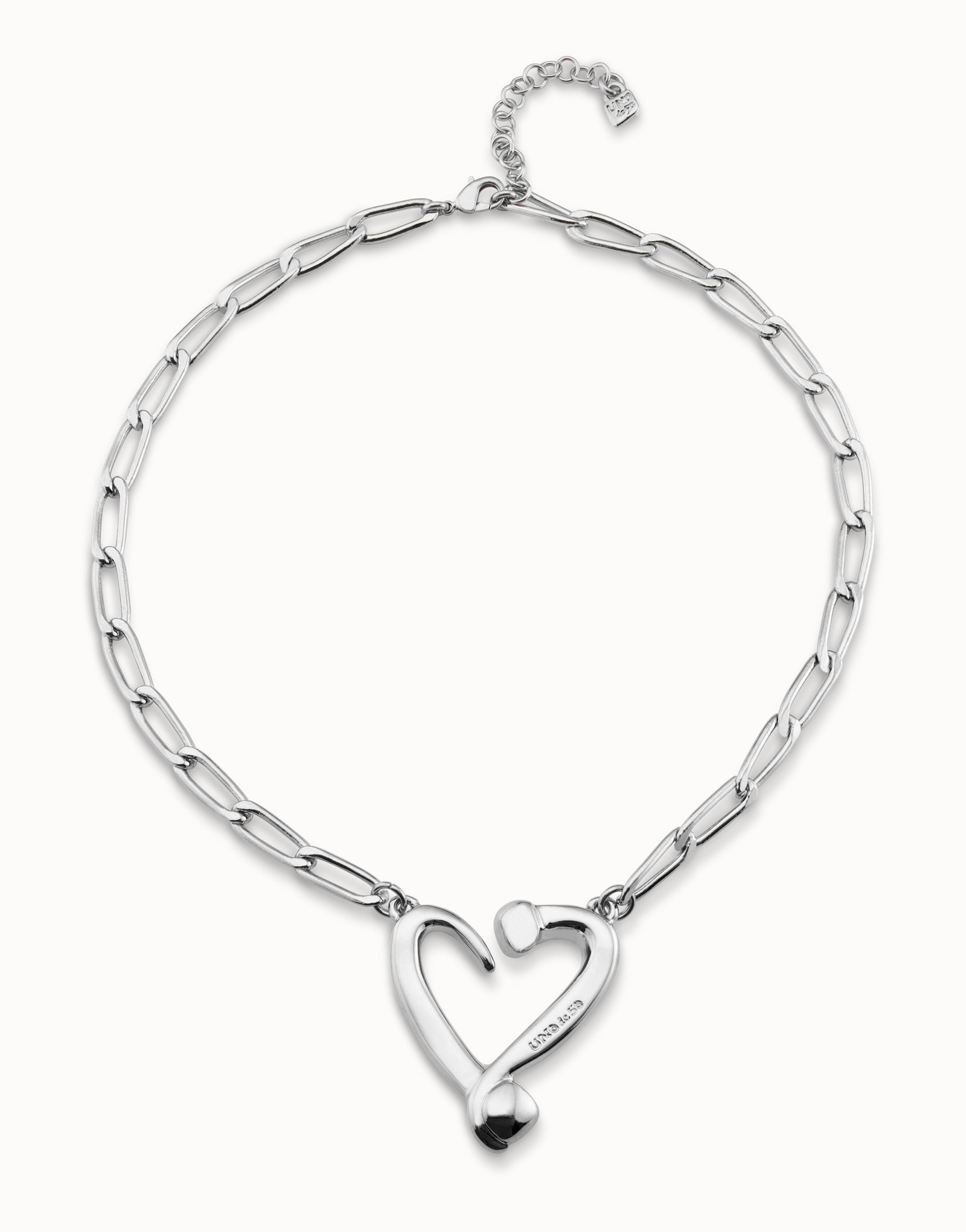 Silver pendant with links and heart, Silver, large image number null