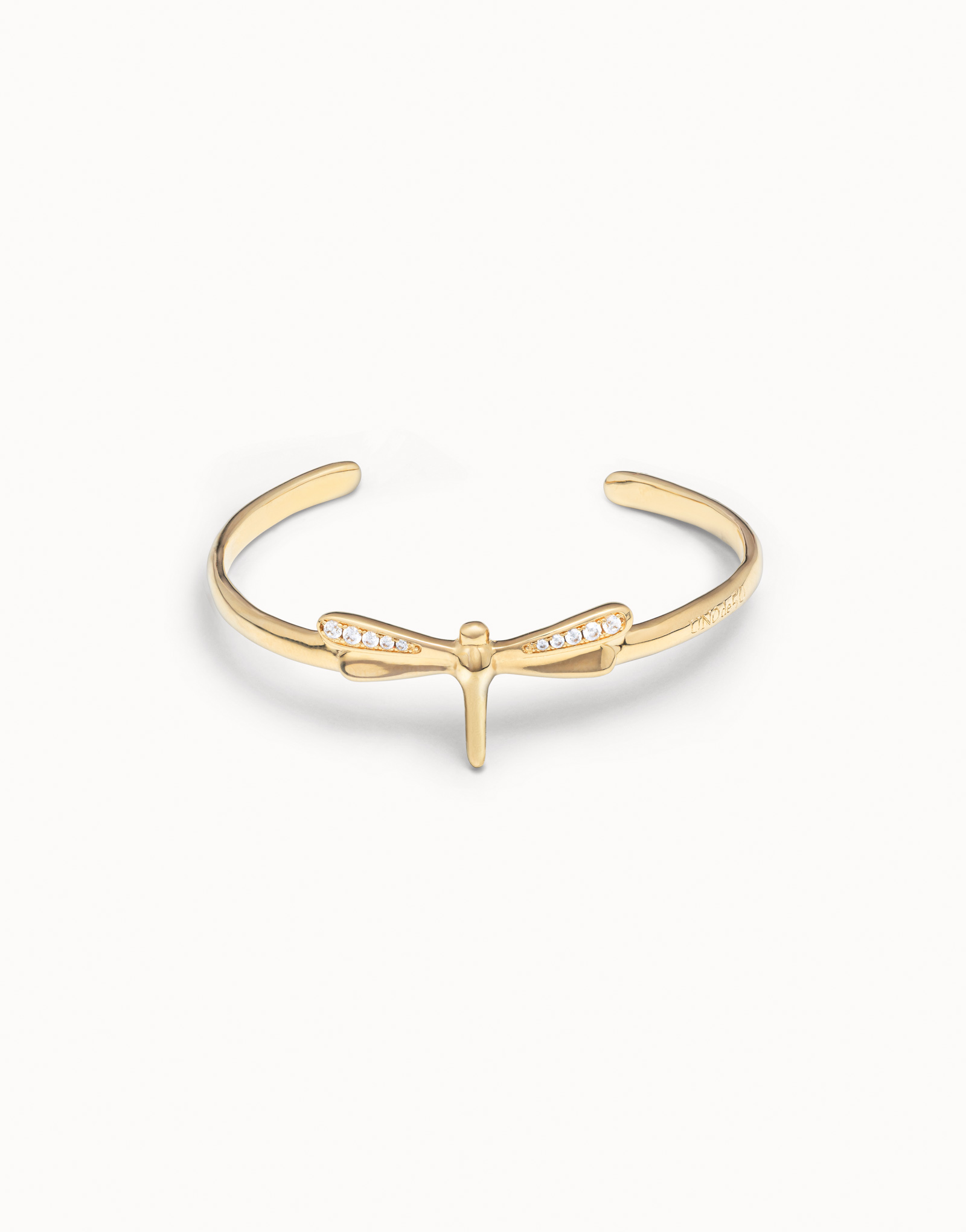 18K gold-plated dragonfly shaped bracelet with topaz, Golden, large image number null