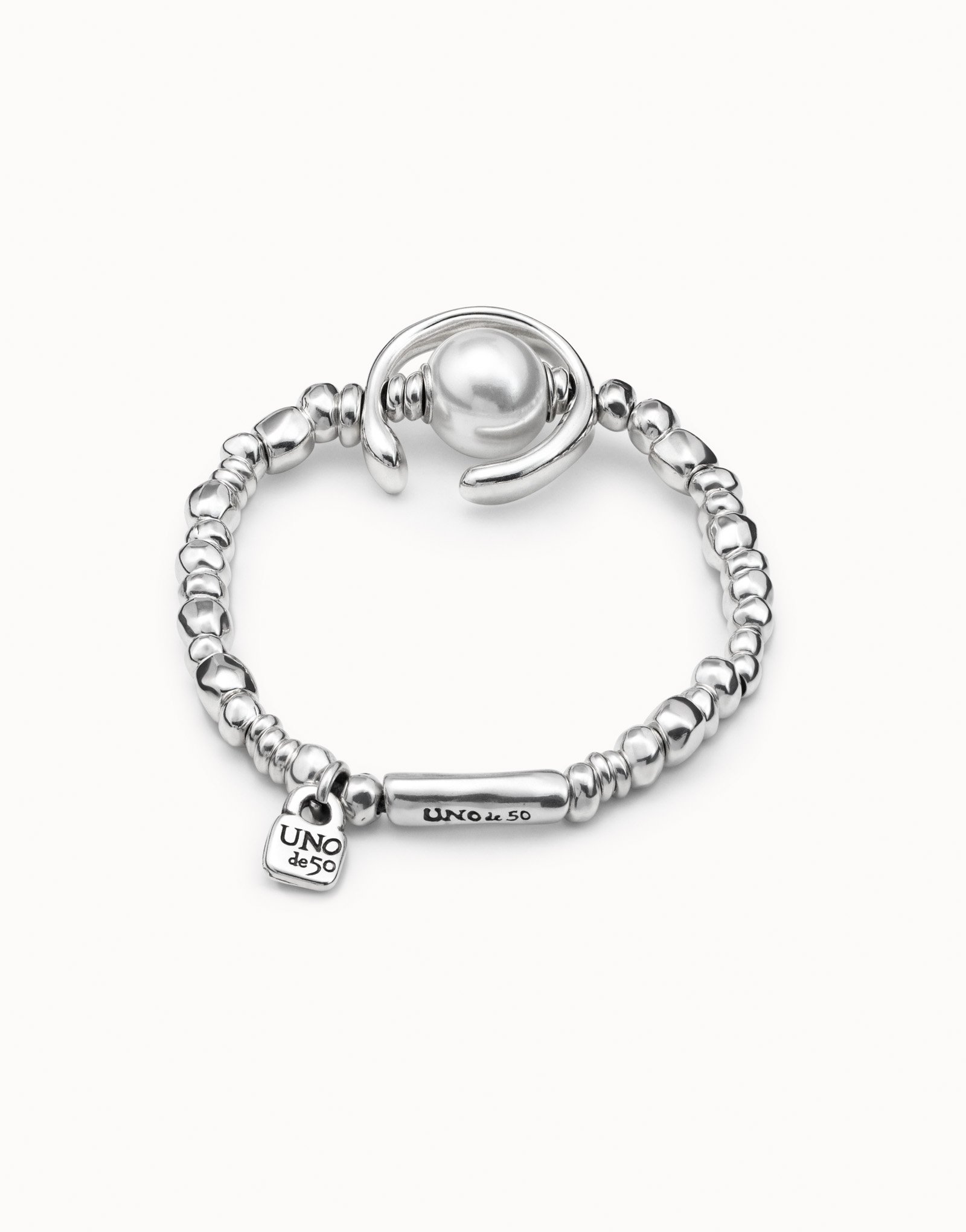 Sterling silver-plated bracelet with pearl, , large image number null