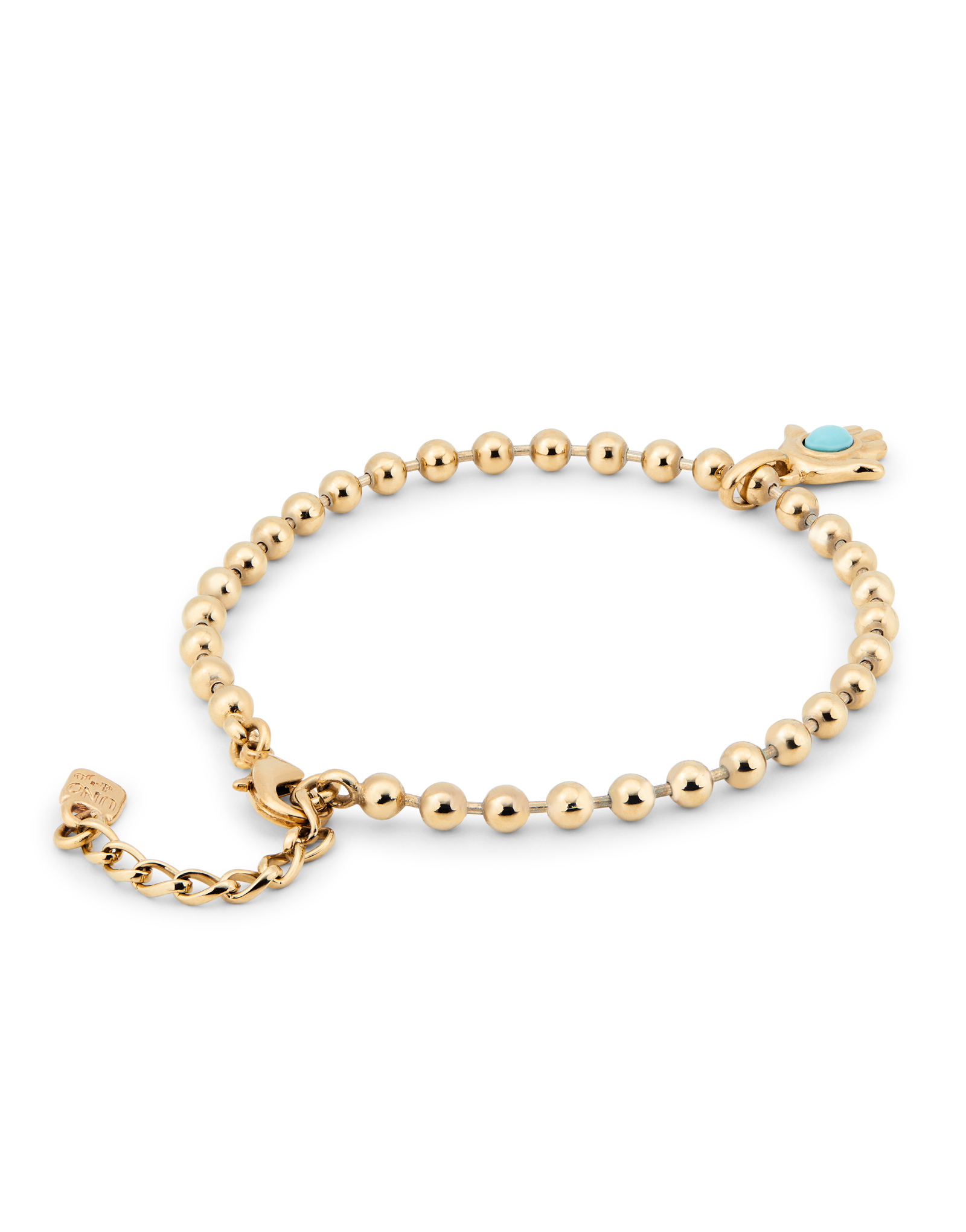 Elastic 18K gold plated metal alloy anklet with beads., Golden, large image number null
