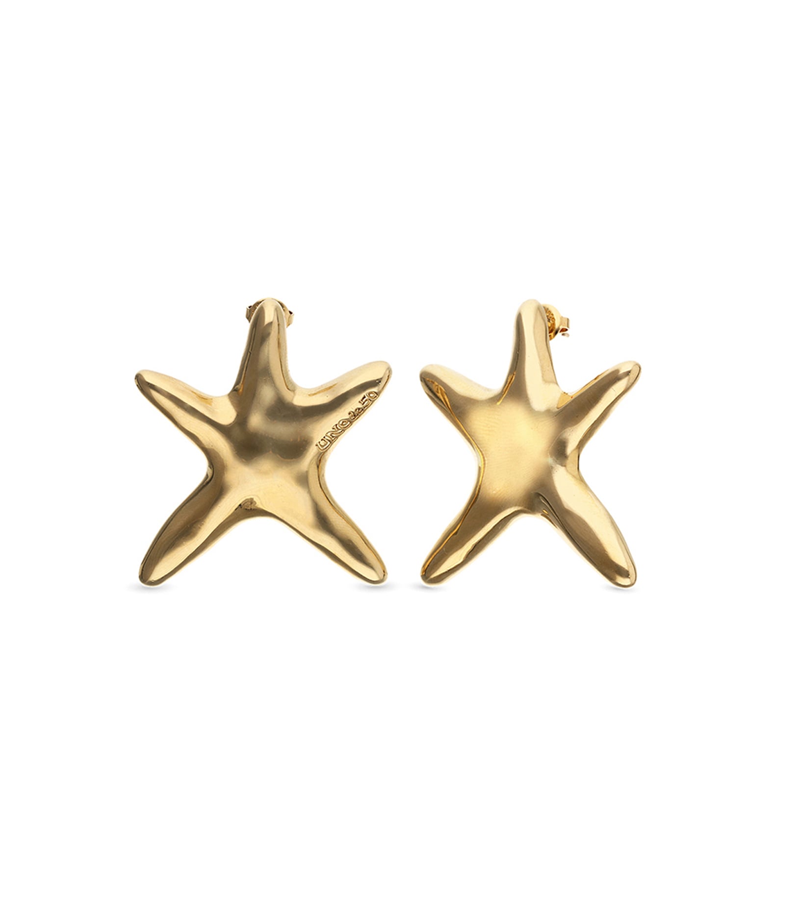 Pendientes grandes ba&ntilde;ados en oro estrella de mar