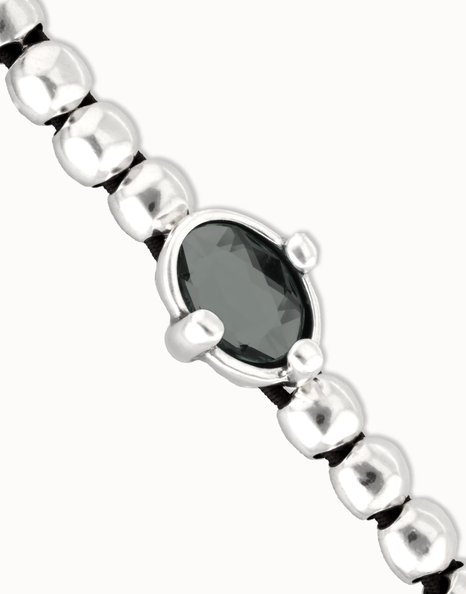 Collier Sautoir Vintage En Perles De Cristal Noir à Facettes