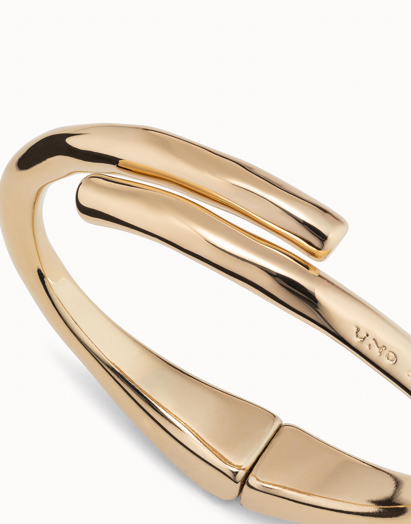 18K gold-plated tubular shaped bracelet with hidden spring, Golden, large image number null