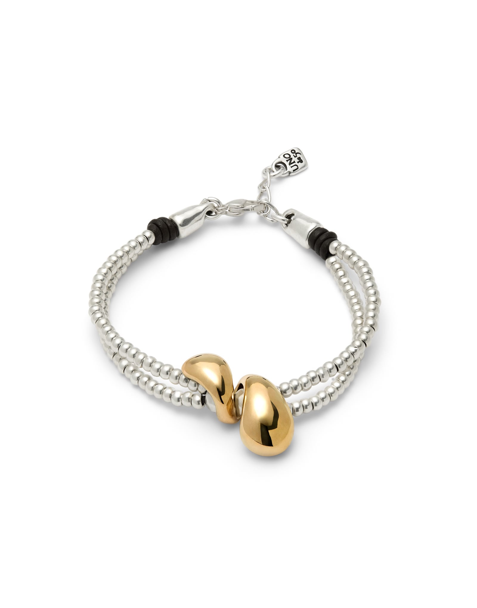 Double-strand bracelet with lobster clasp and two drops