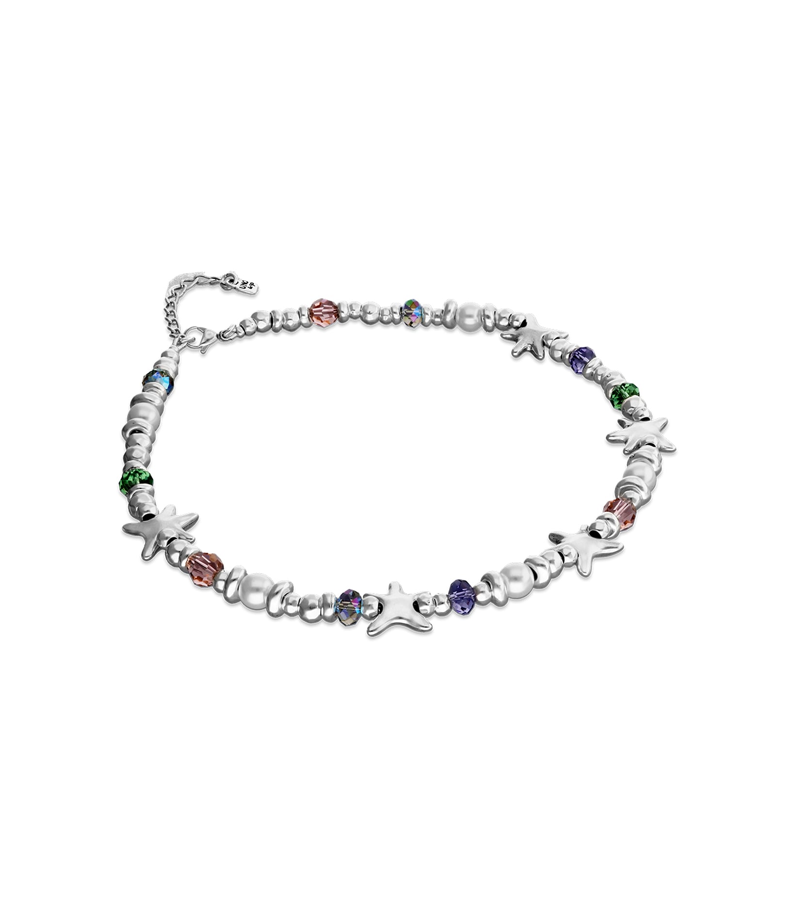Short necklace with crystals and small starfishes
