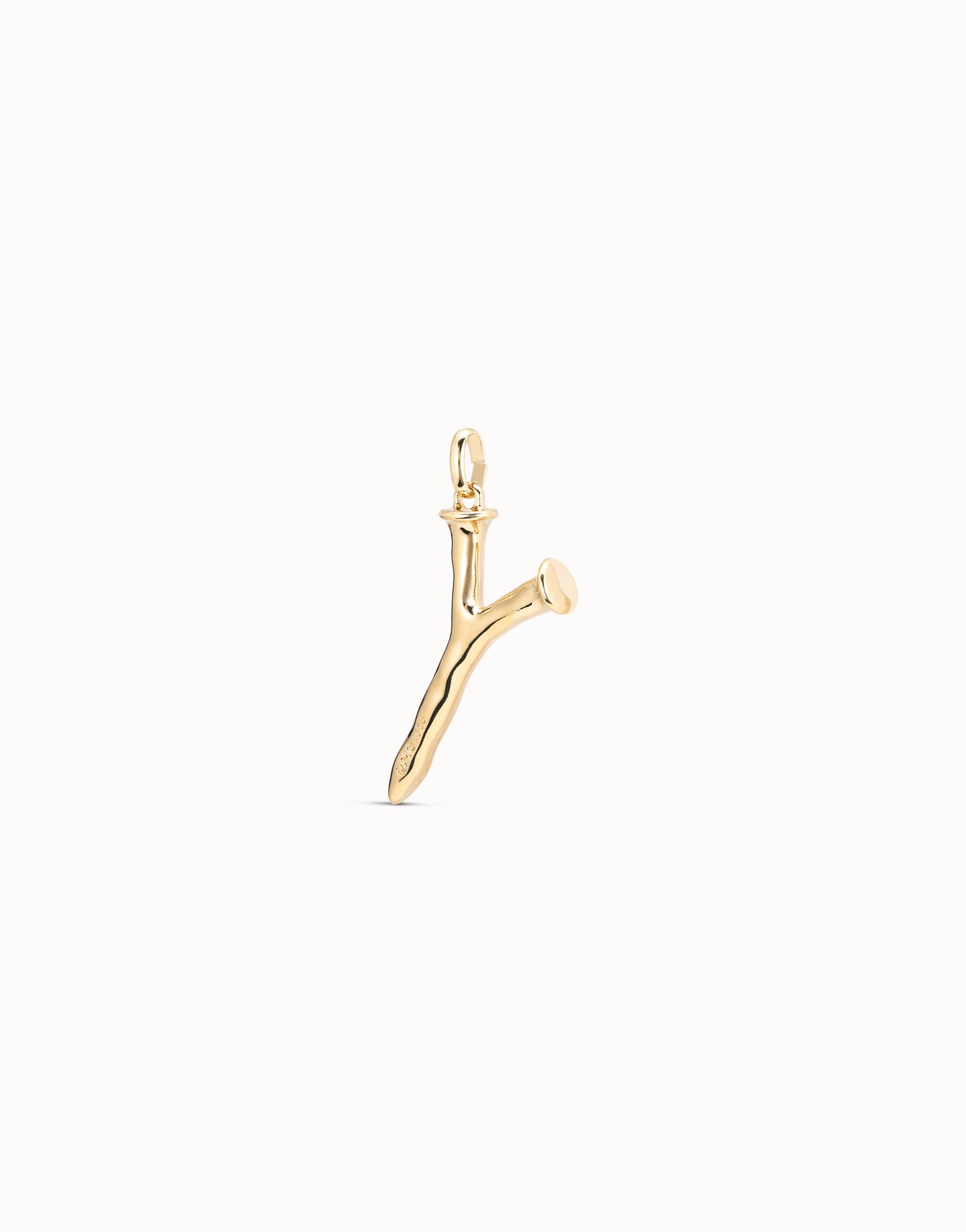 18K gold-plated letter Y pendant, Golden, large image number null