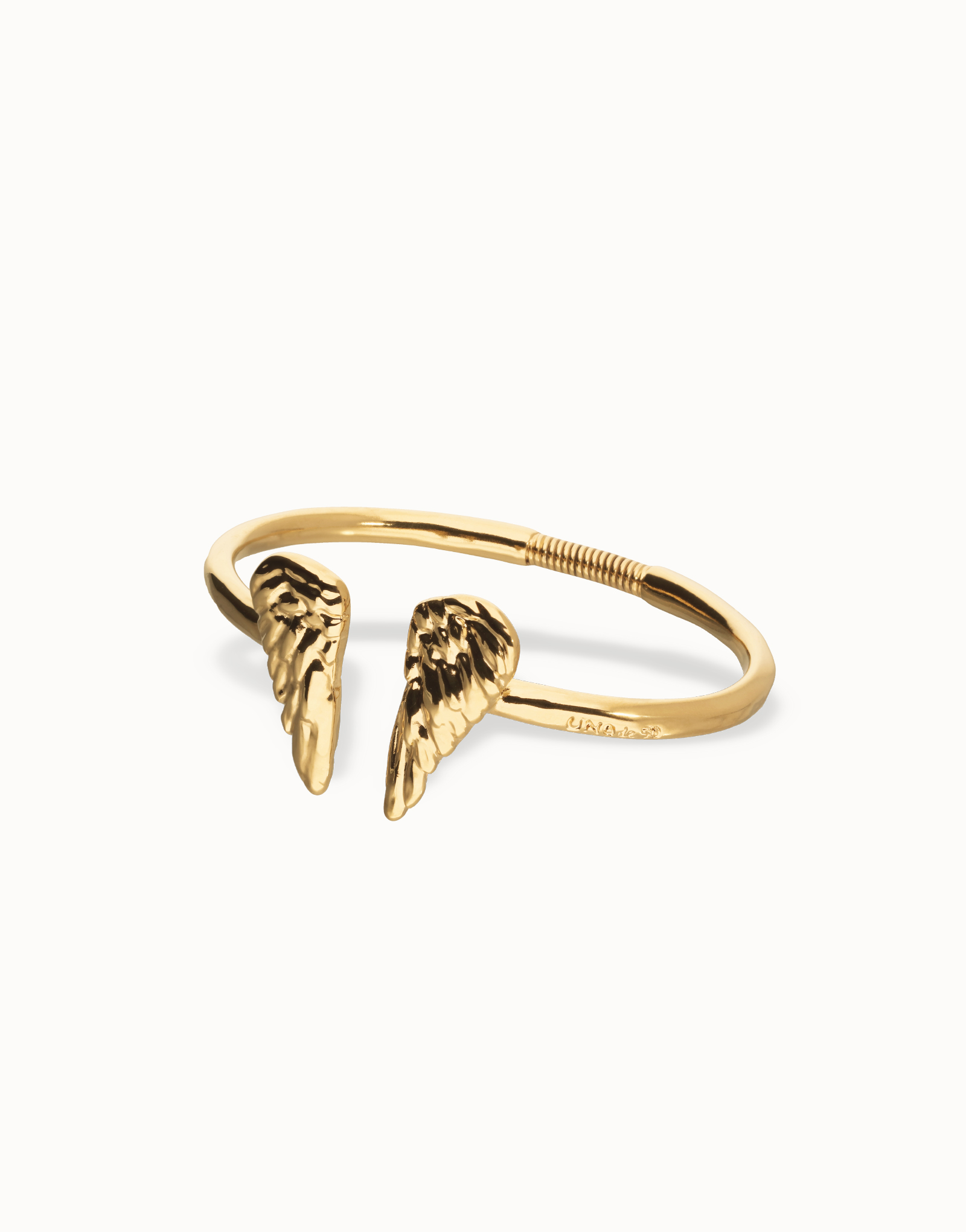 Cuff bracelet with wing detail, Golden, large thumbnail