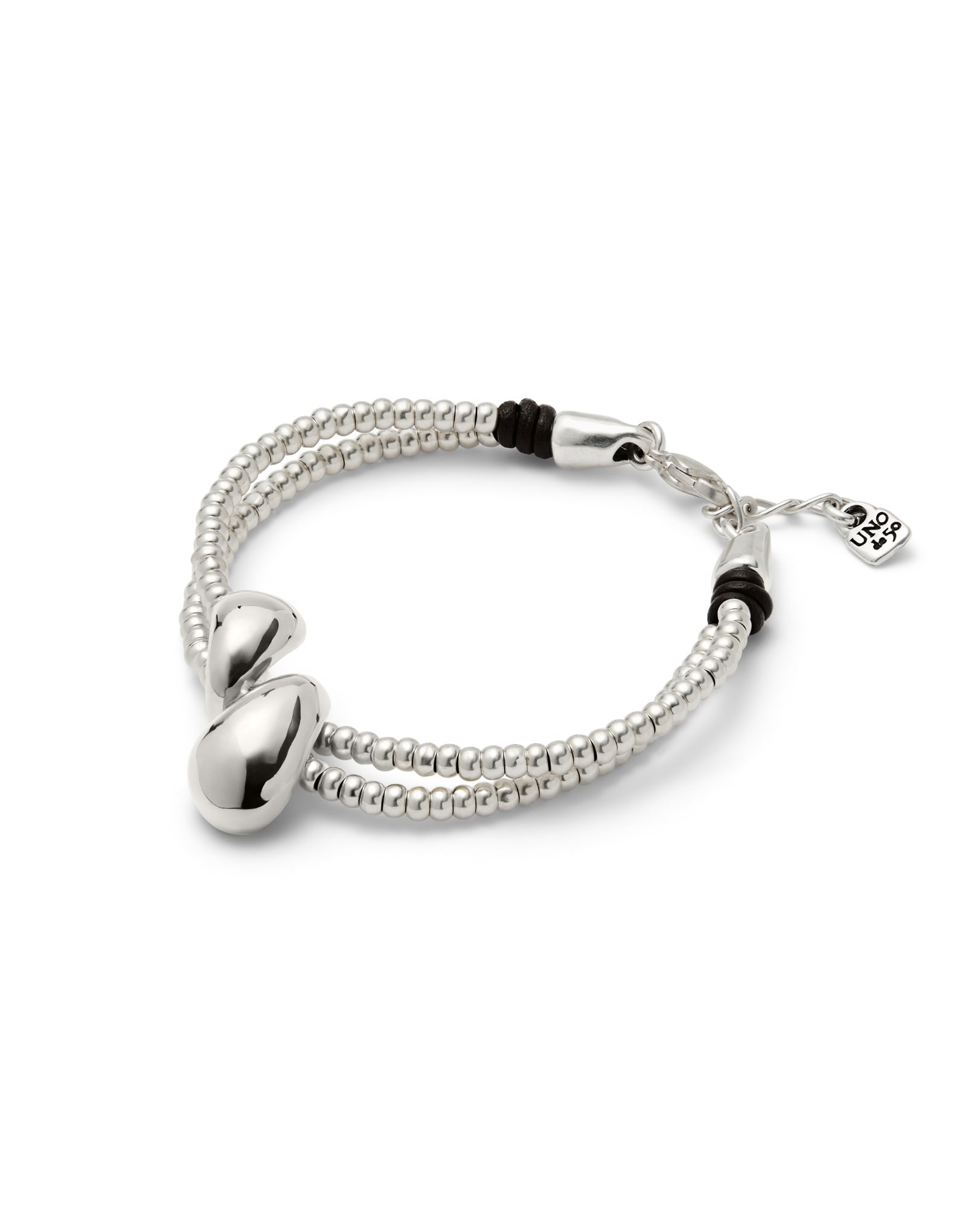 Double-strand bracelet with lobster clasp and two drops