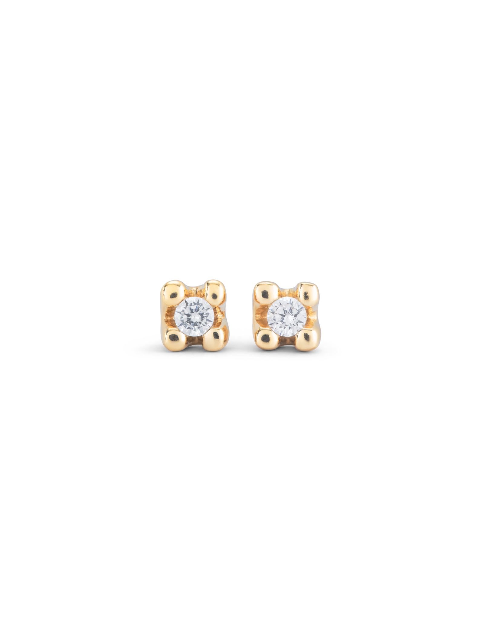 Sterling silver-plated 18K gold-plated earrings with white cubic zirconia, Golden, large image number null