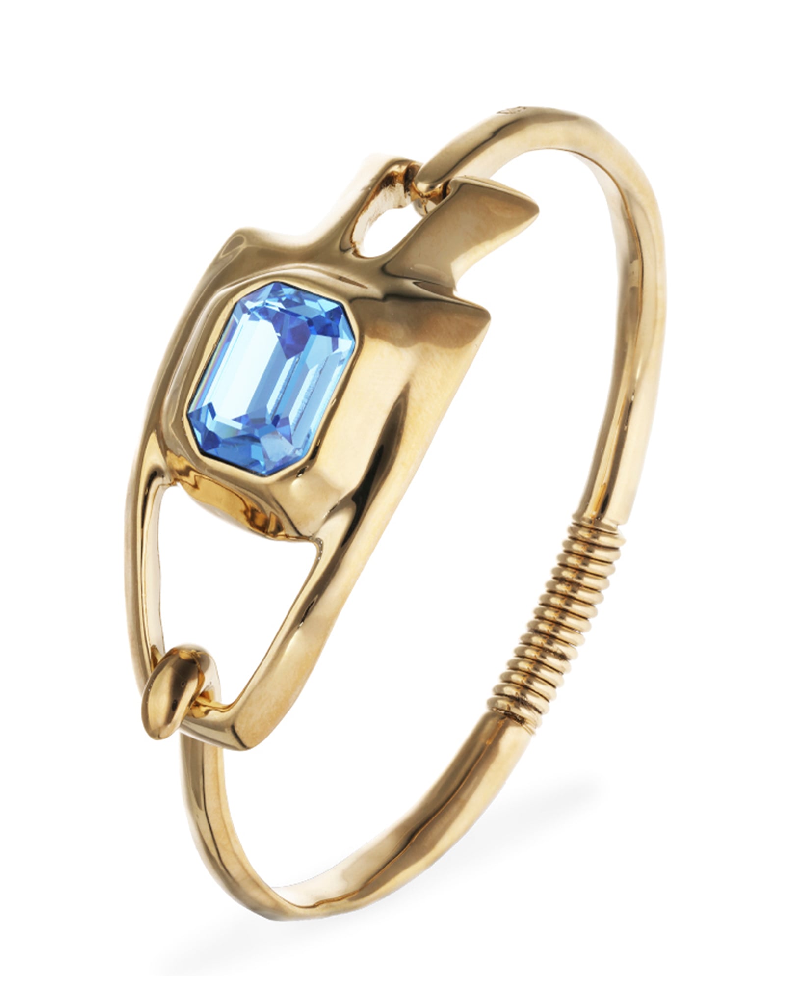 Semi-rigid bracelet with blue faceted crystal