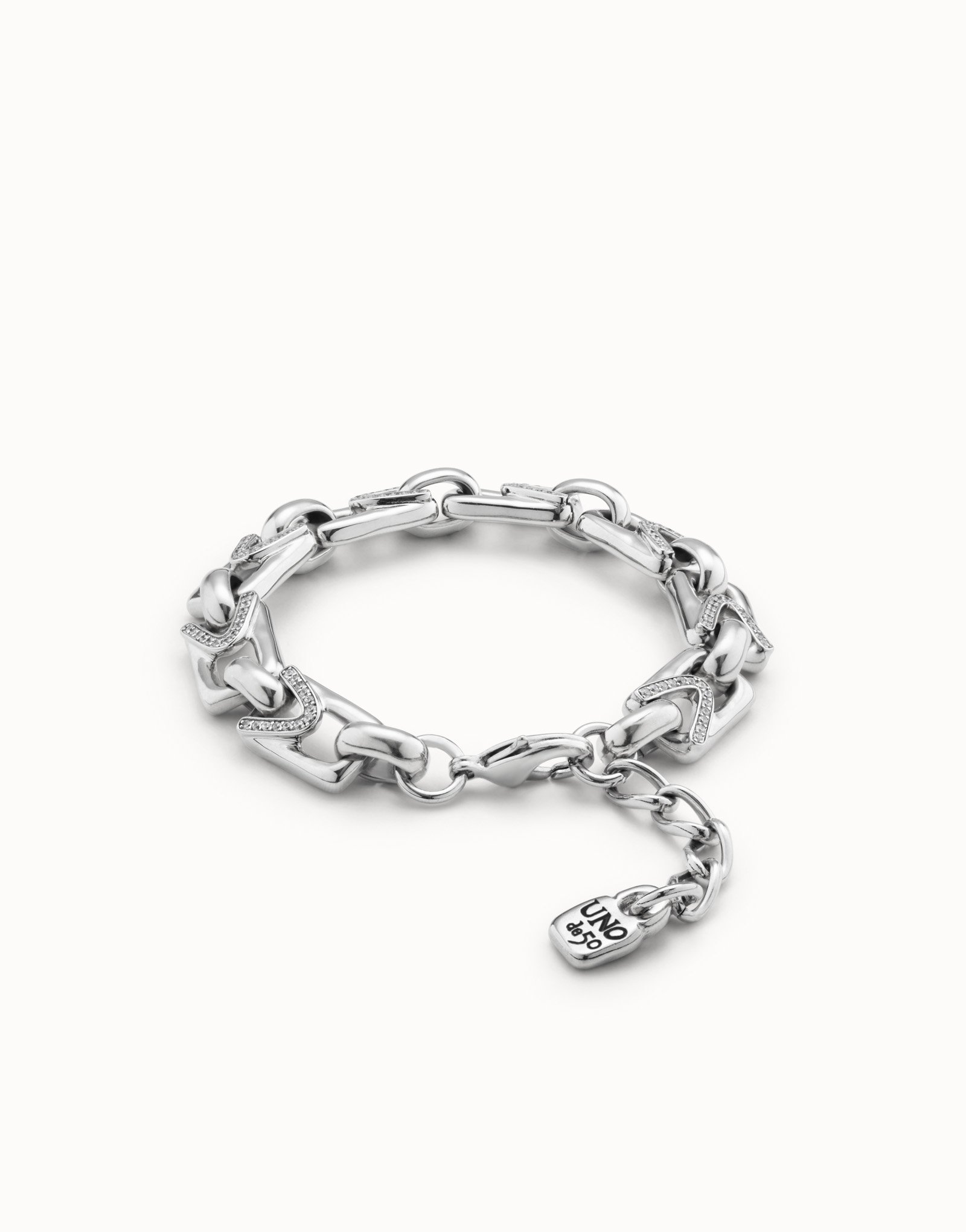 Bracelet plaqué argent avec petits maillons et topazes, Argent, large image number null