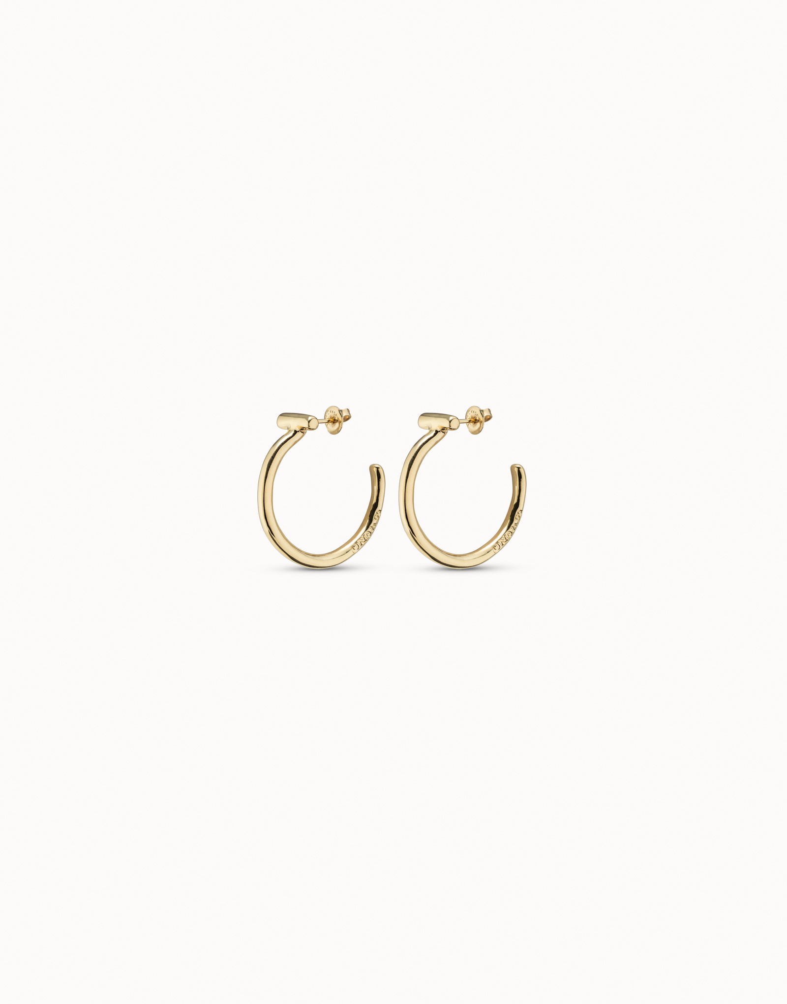 18K gold-plated round earrings, Golden, large image number null