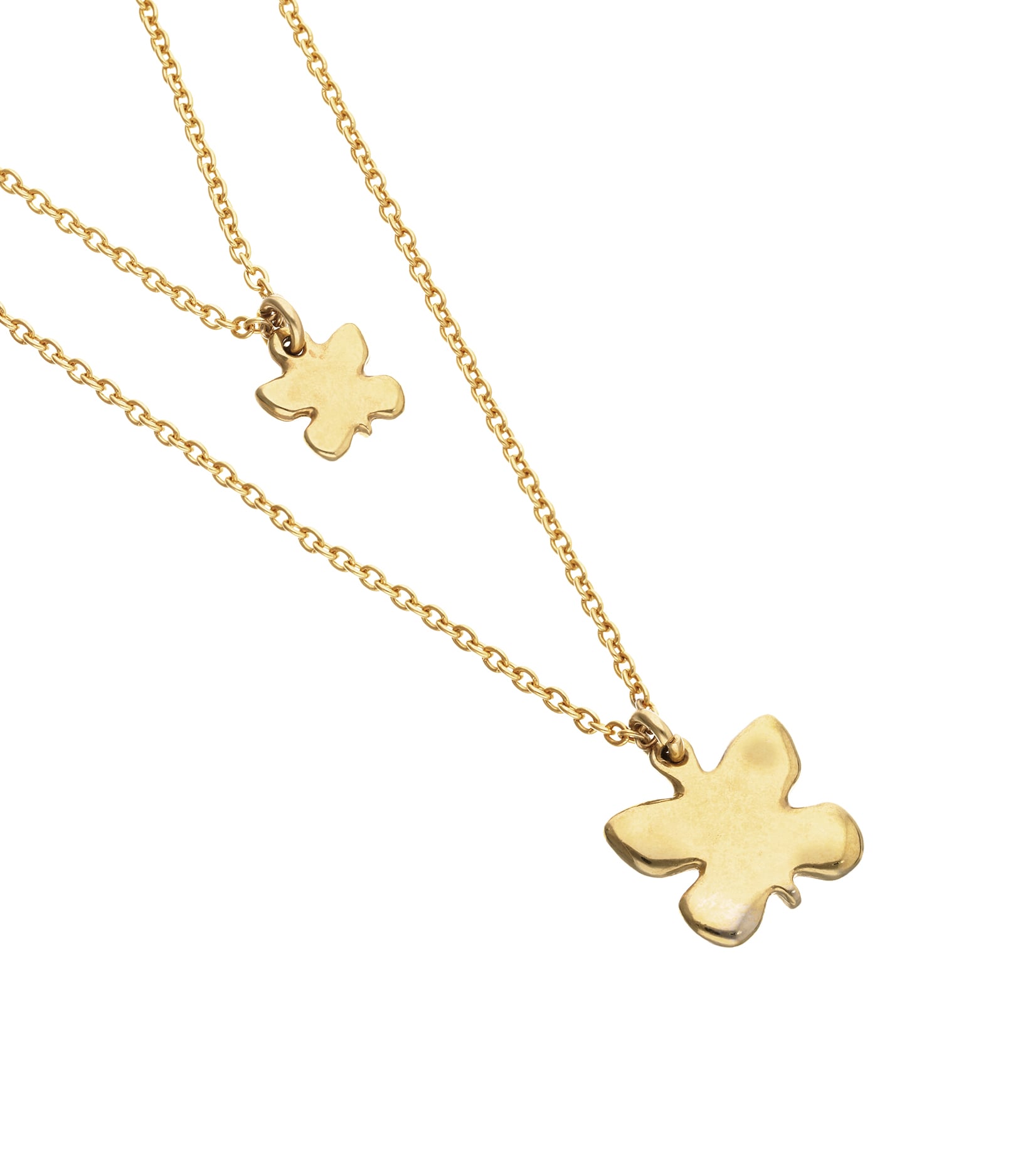 Collar doble con mariposas ba&ntilde;ado en oro 18k