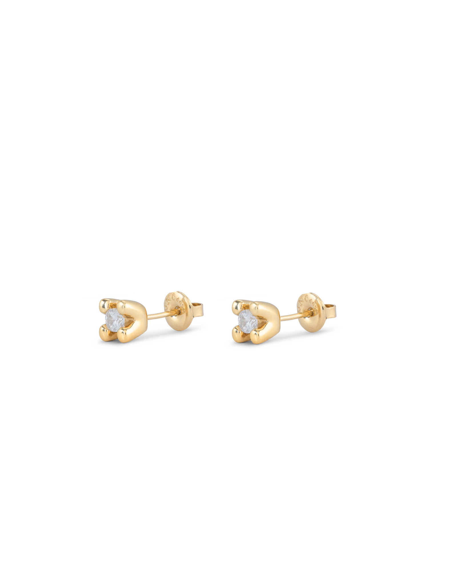Sterling silver-plated 18K gold-plated earrings with white cubic zirconia, Golden, large image number null