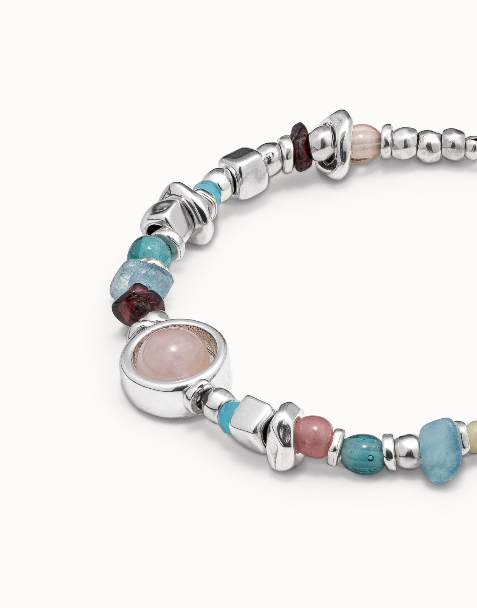 Sterling silver-plated bracelet with stones and crystals, , large image number null