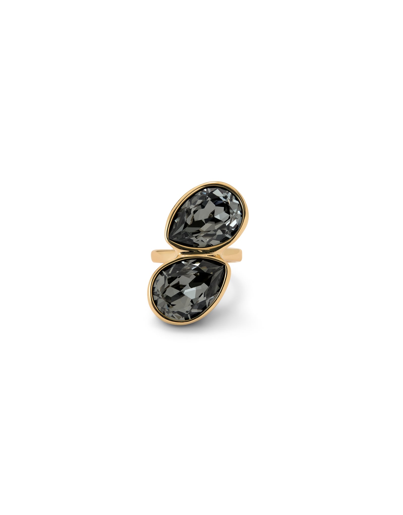 Ring with grey faceted crystals