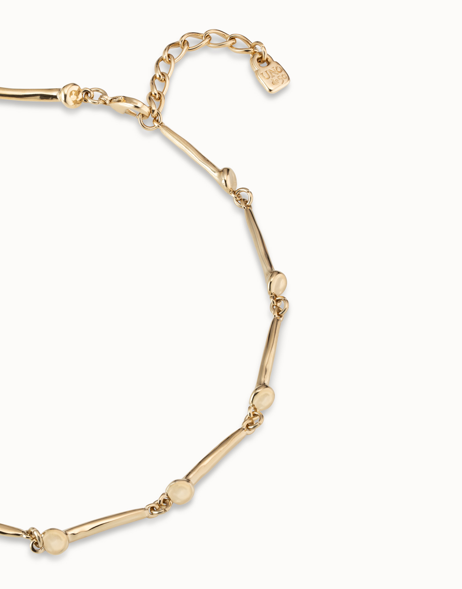 18K gold-plated necklace with nail-shaped pieces., Golden, large image number null
