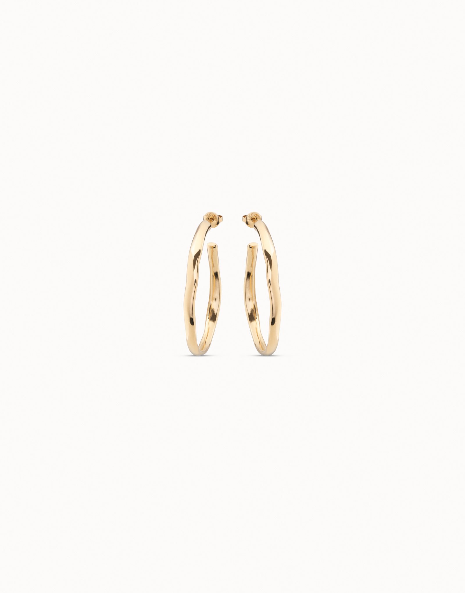 18K gold-plated open hoop earrings, Golden, large image number null