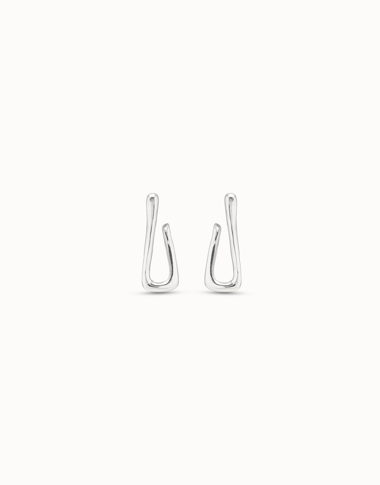 Sterling silver-plated link shaped earrings, Silver, large image number null