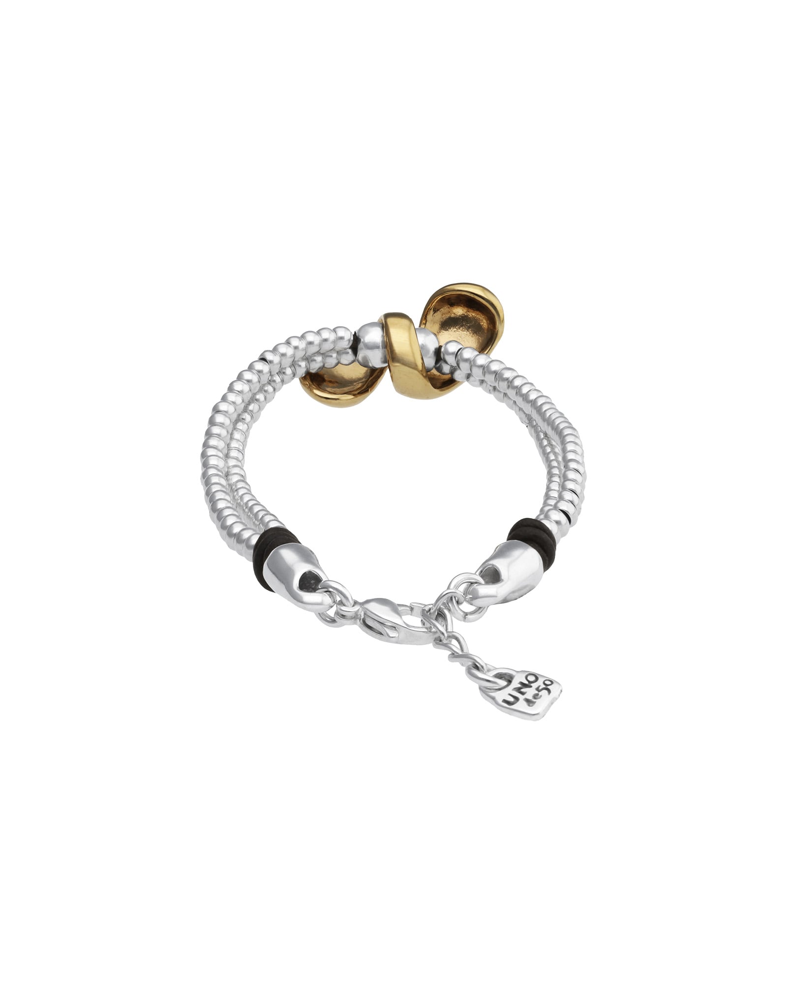 Double-strand bracelet with lobster clasp and two drops