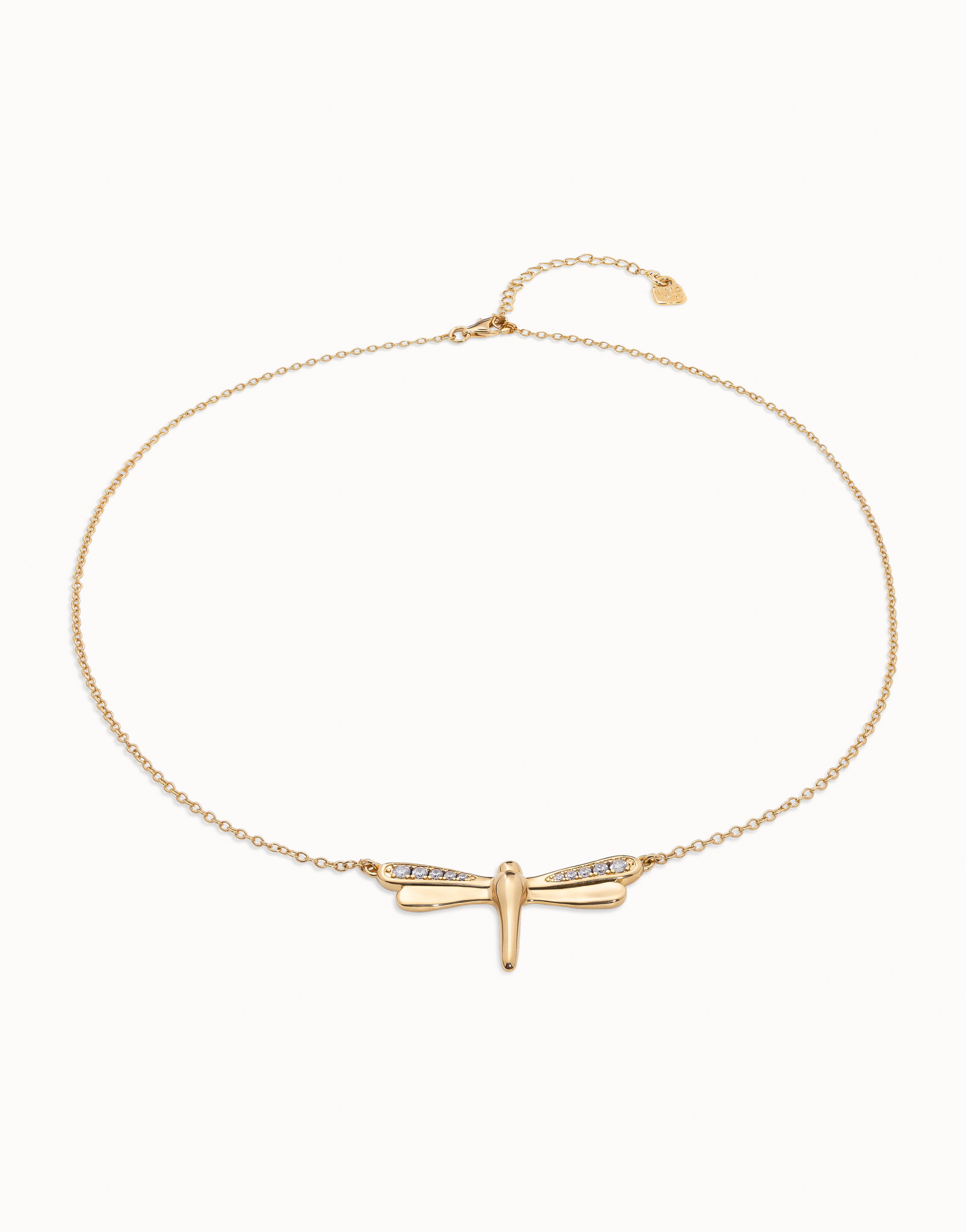 18K gold-plated small dragonfly shaped necklace with topaz, Golden, large image number null
