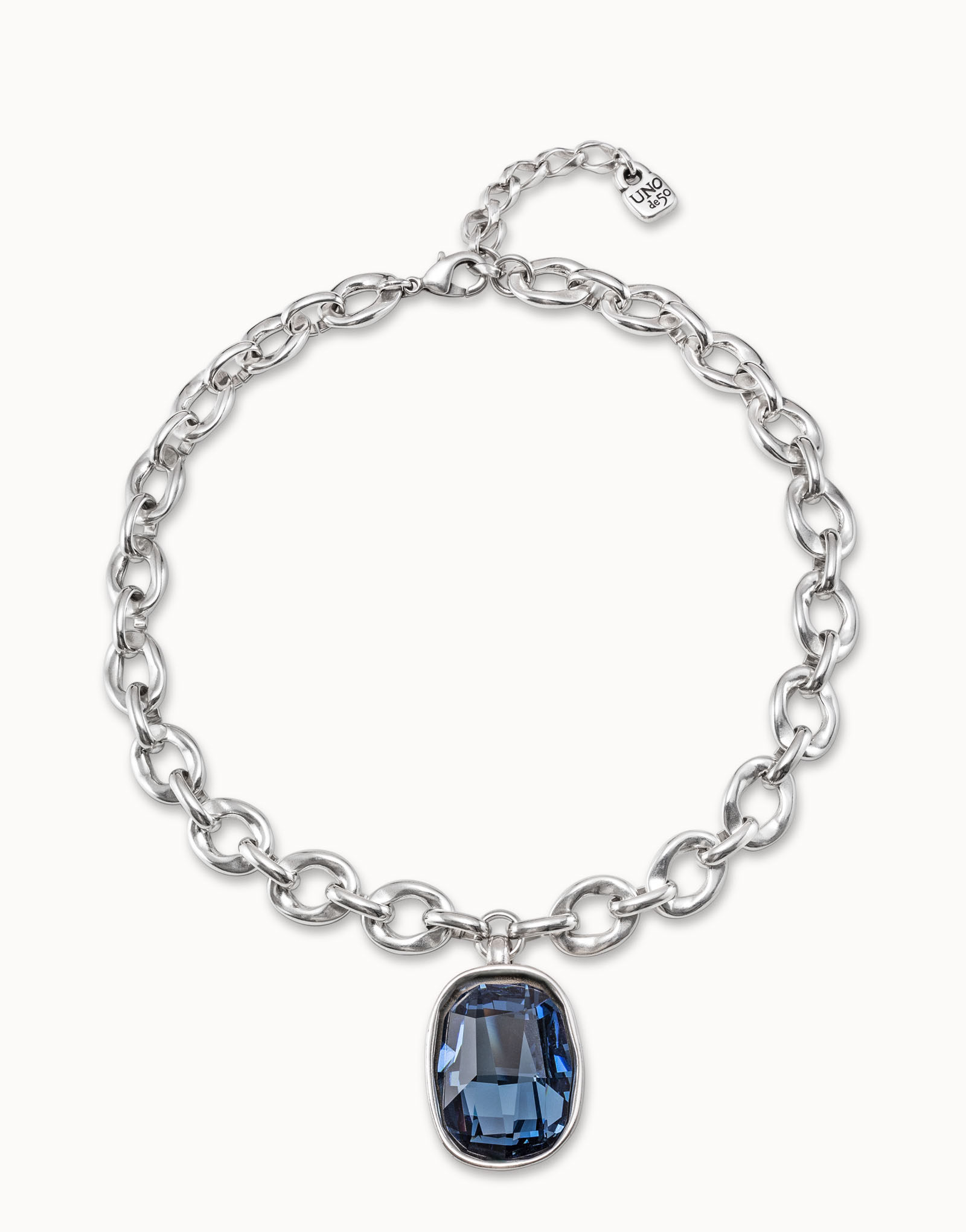 Sterling silver-plated short necklace and crystal, Silver, large image number null