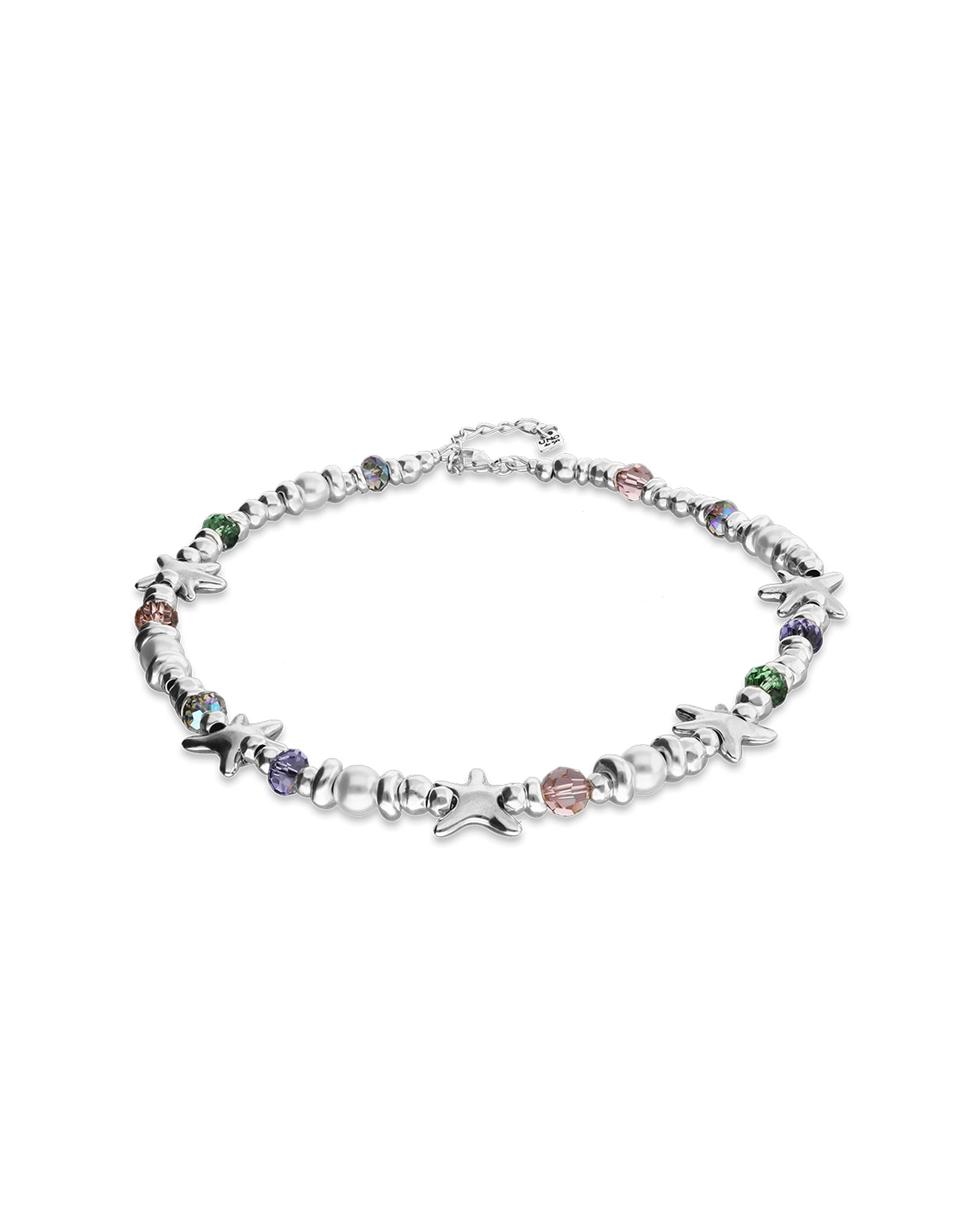 Short necklace with crystals and small starfishes