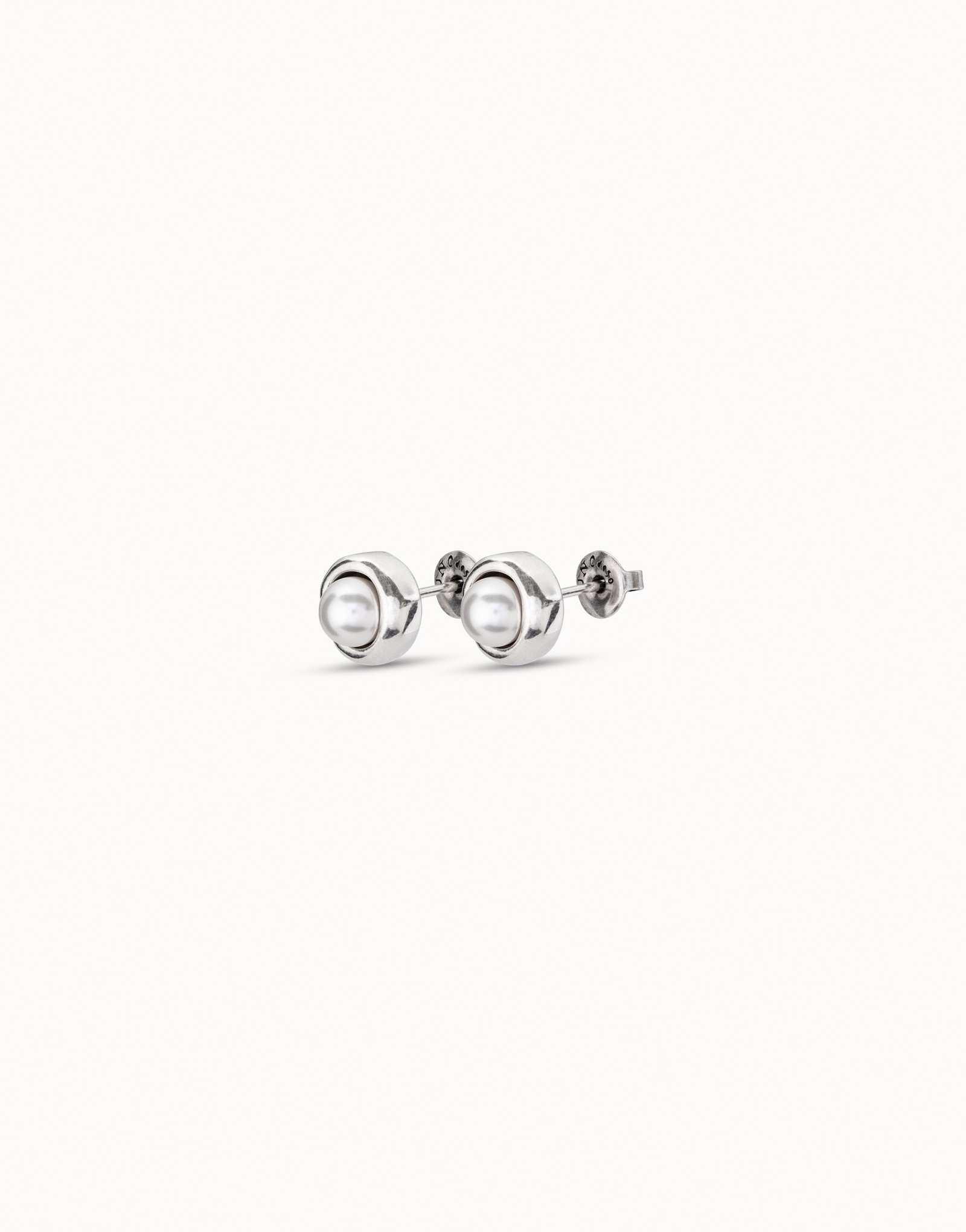 Boucles d’oreilles plaquées argent avec perle, Argent, large image number null