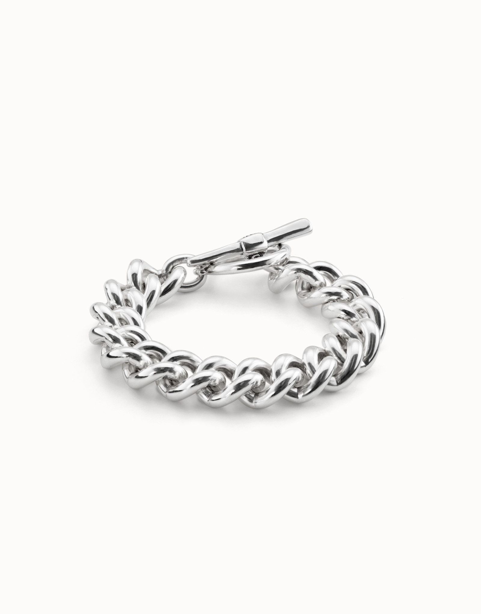 Bracelet plaqué argent avec chaîne à barbe, Argent, large image number null