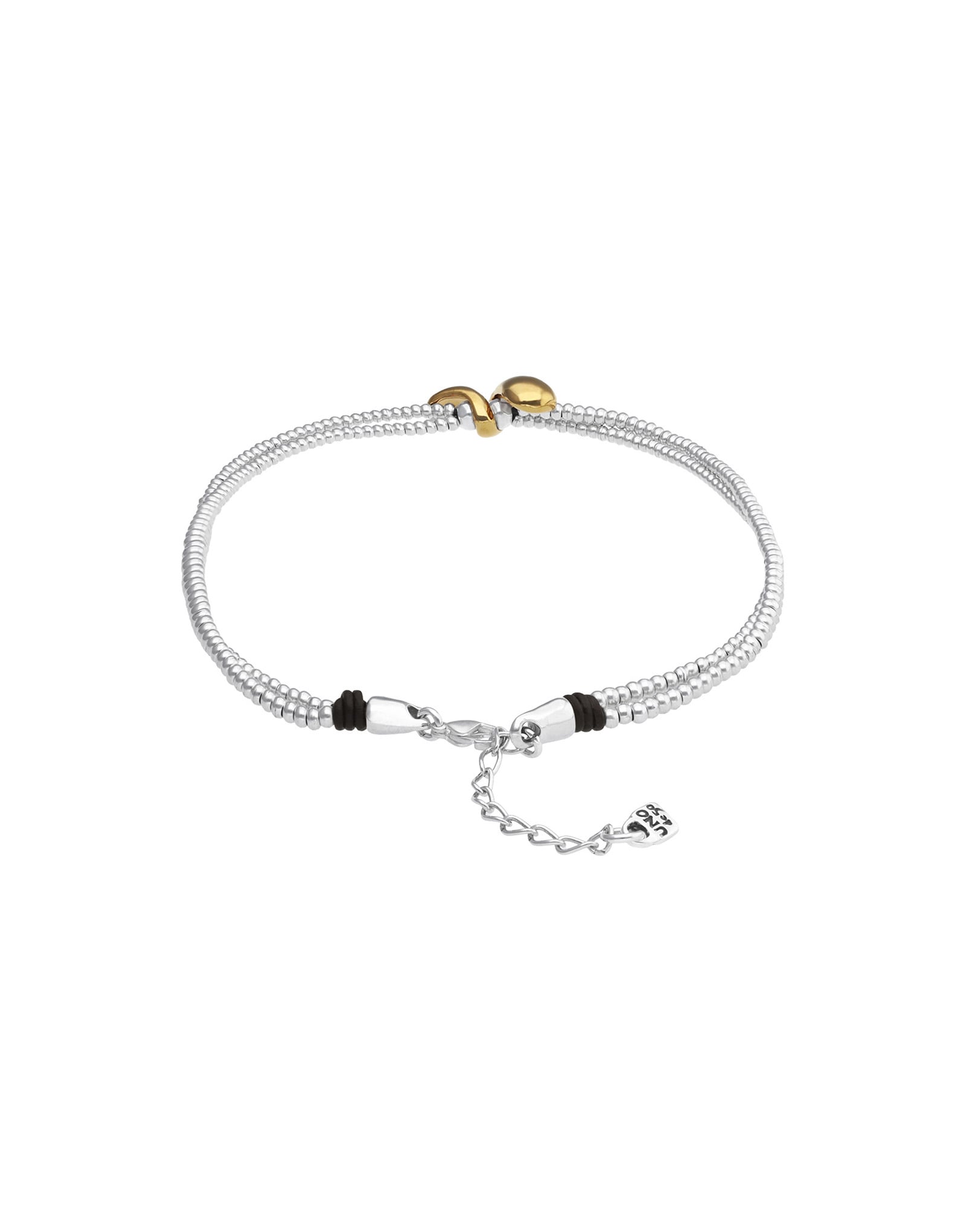 Multi-strand necklace with two intertwined drops