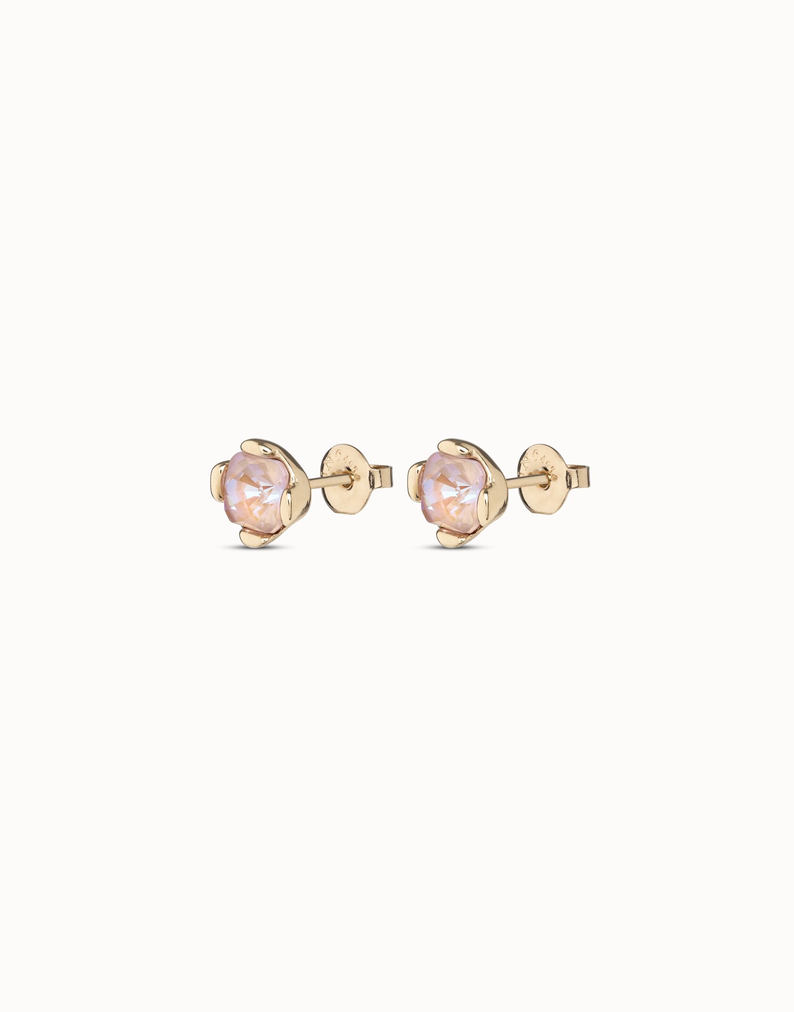 Boucles d’oreilles plaquées or 18 carats avec cristal rose, Or, large image number null