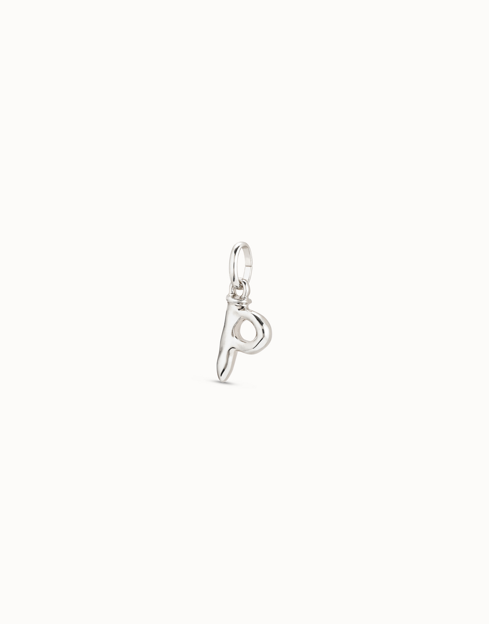 Charm placcato argento Sterling a forma di lettera P, Argent, large image number null