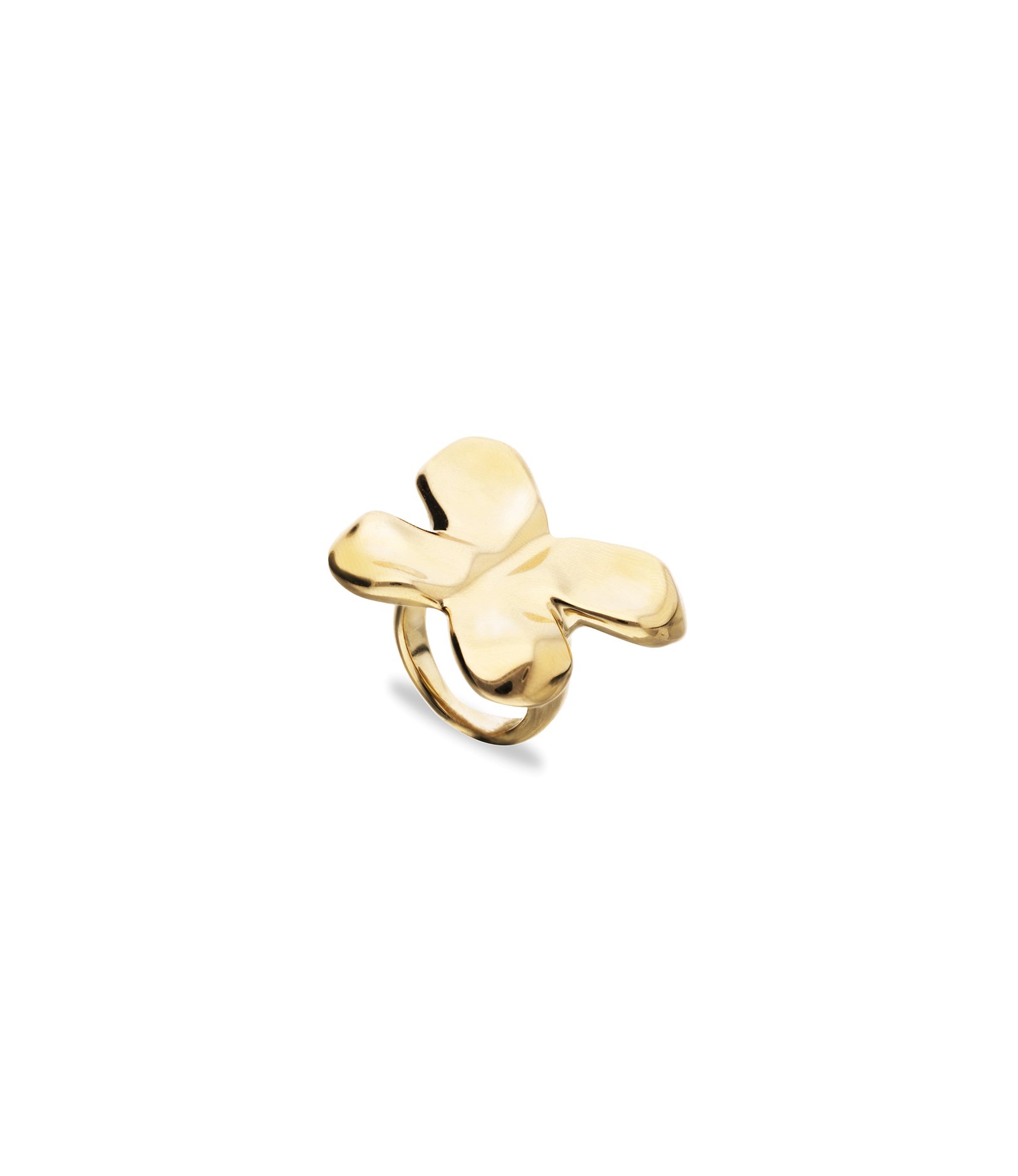 Anillo maxi ba&ntilde;ado en oro 18k con forma de mariposa
